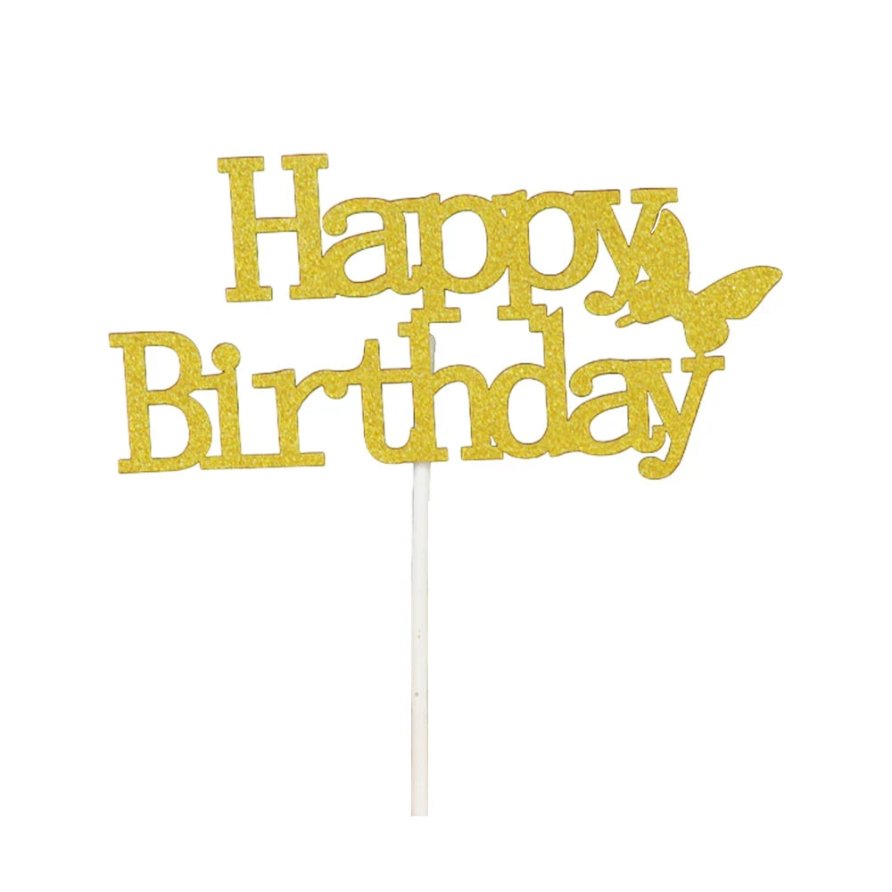 Happy Birthday Cake Topper 1PC 5Colours 6Styles