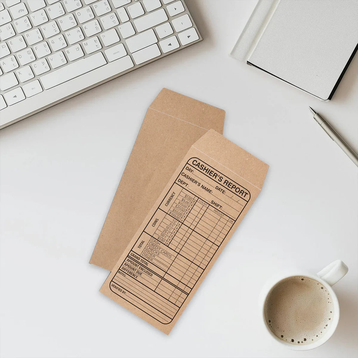 50pcs Cash Detail Envelopes Cashier Report Retail Use