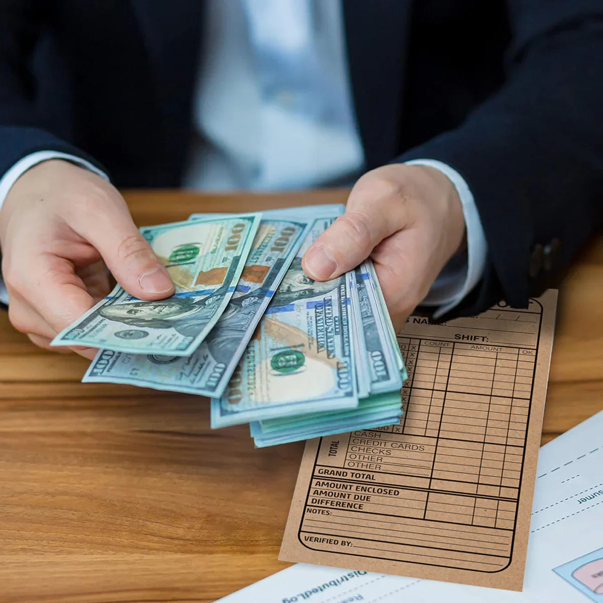 50pcs Cash Detail Envelopes Cashier Report Retail Use