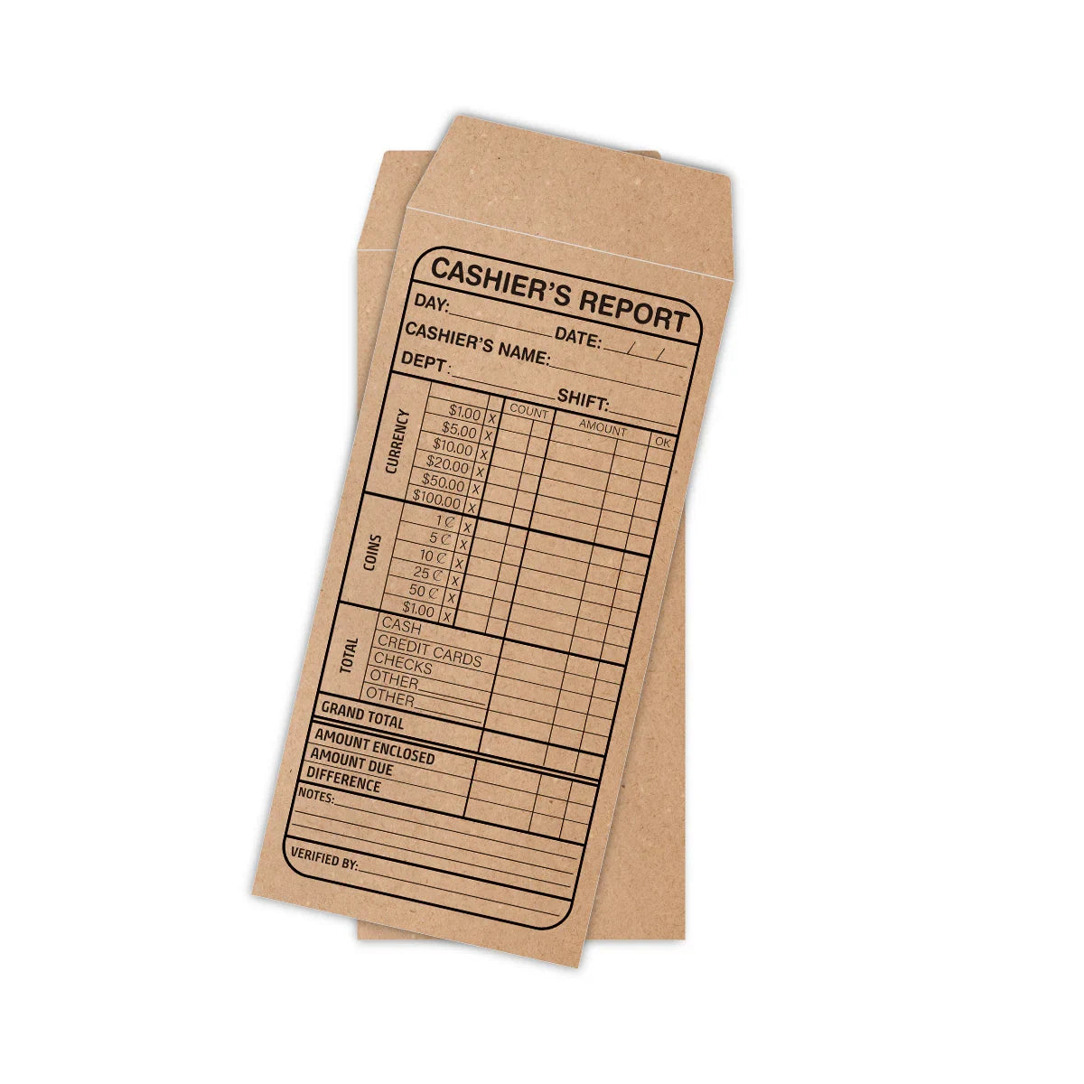 50pcs Cash Detail Envelopes Cashier Report Retail Use