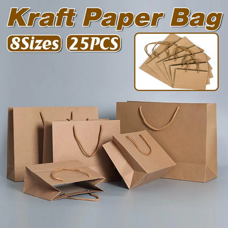 Paper Gift Bags Kraft Handbag 25PCS