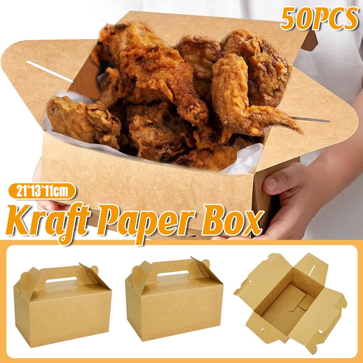 Kraft Paper Fried Chicken Box Takeaway Packaging Container 50PCS