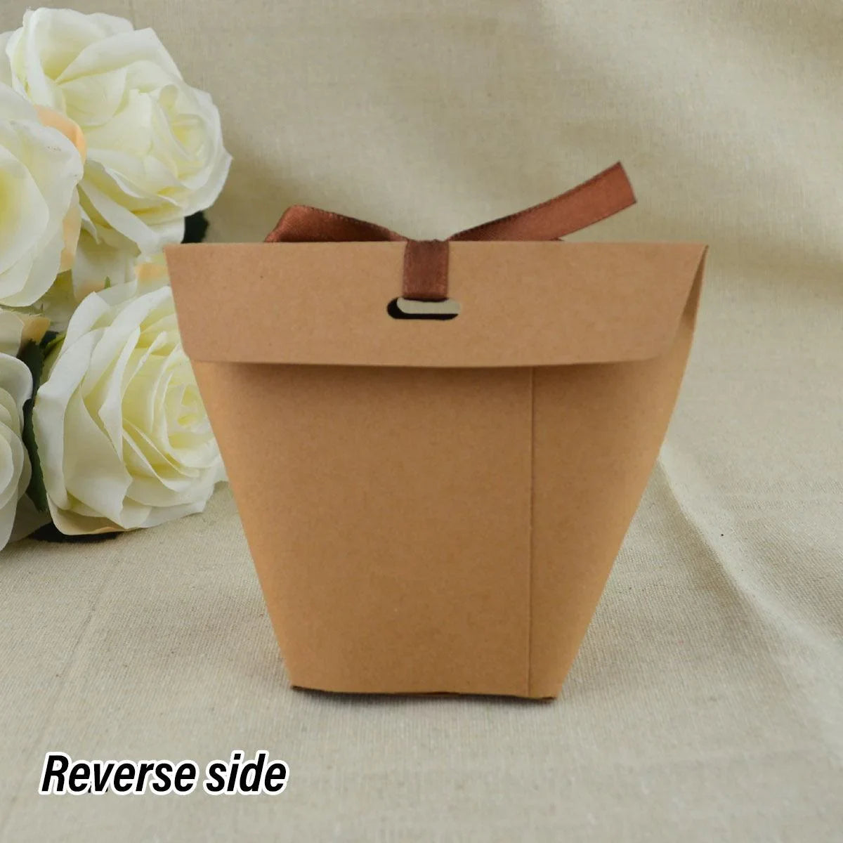 Kraft Paper Gift Bags with Ribbon Closure – 50 Pieces