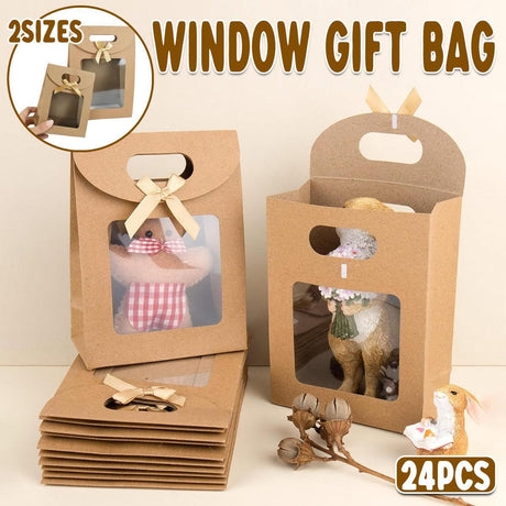 Kraft Paper Gift Bags with Window Handle