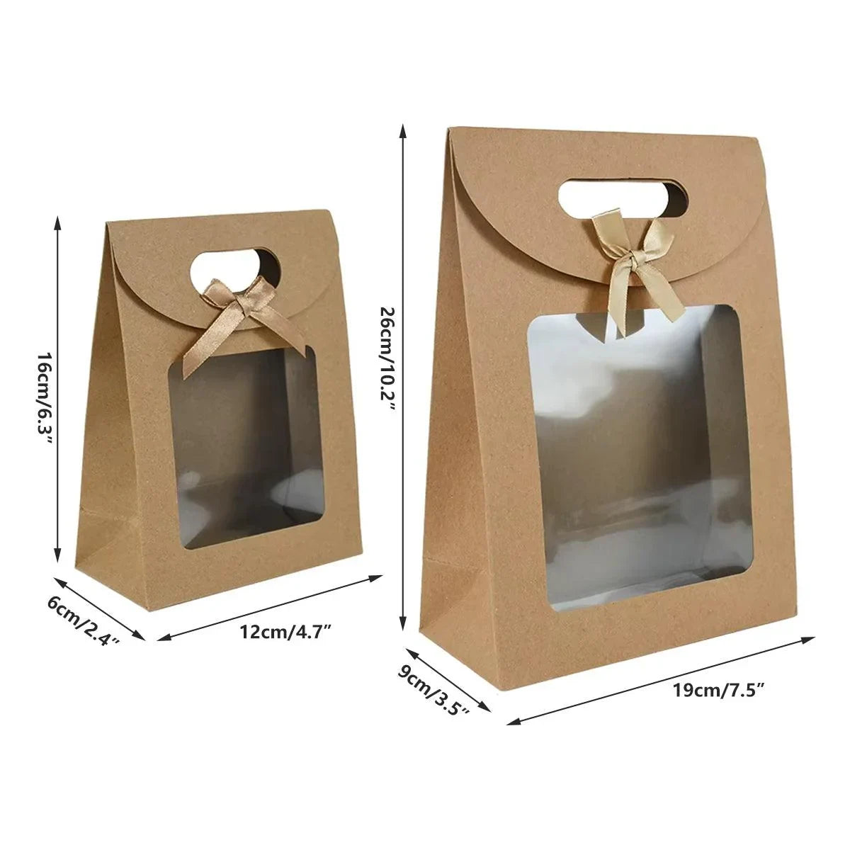 Kraft Paper Gift Bags with Window Handle