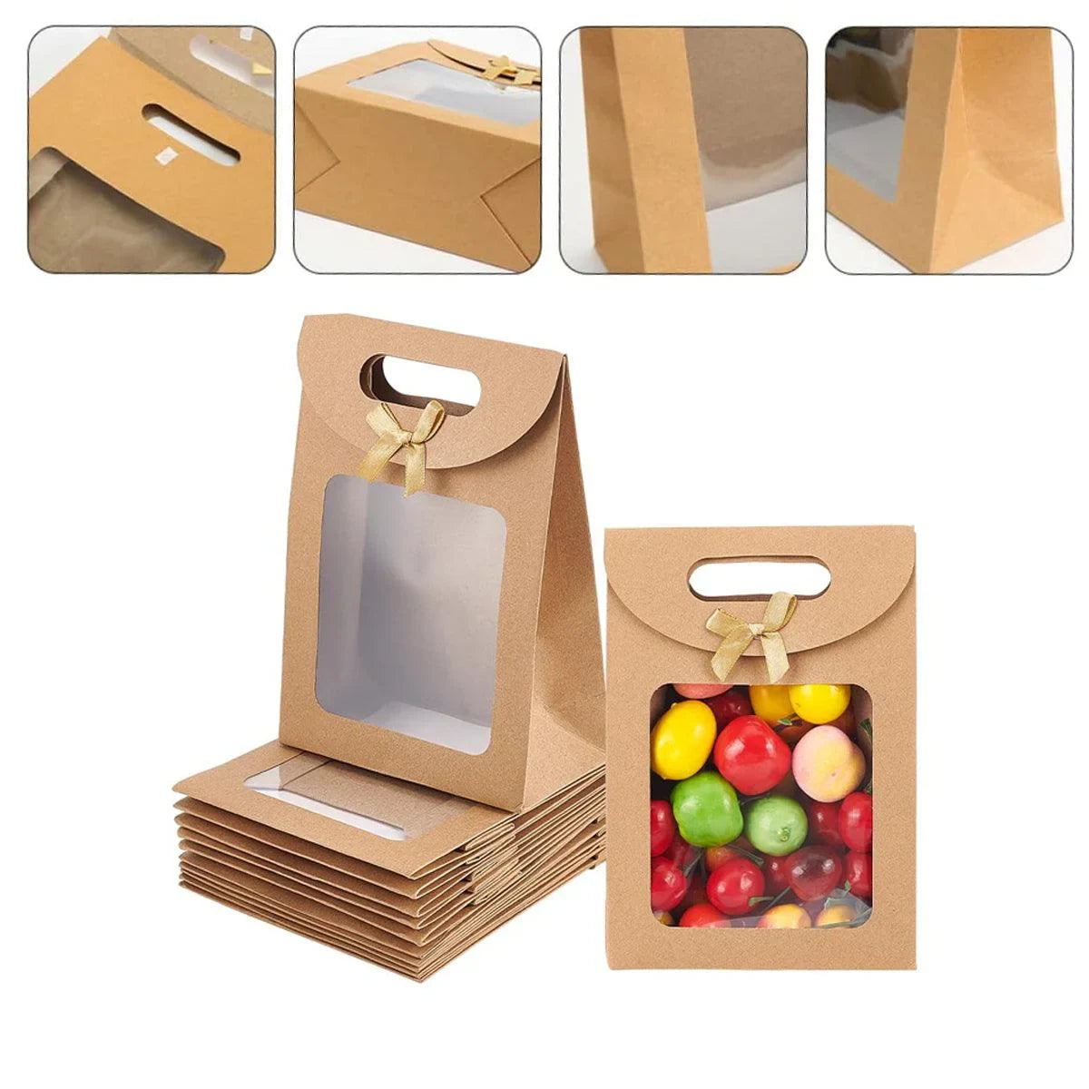 Kraft Paper Gift Bags with Window Handle