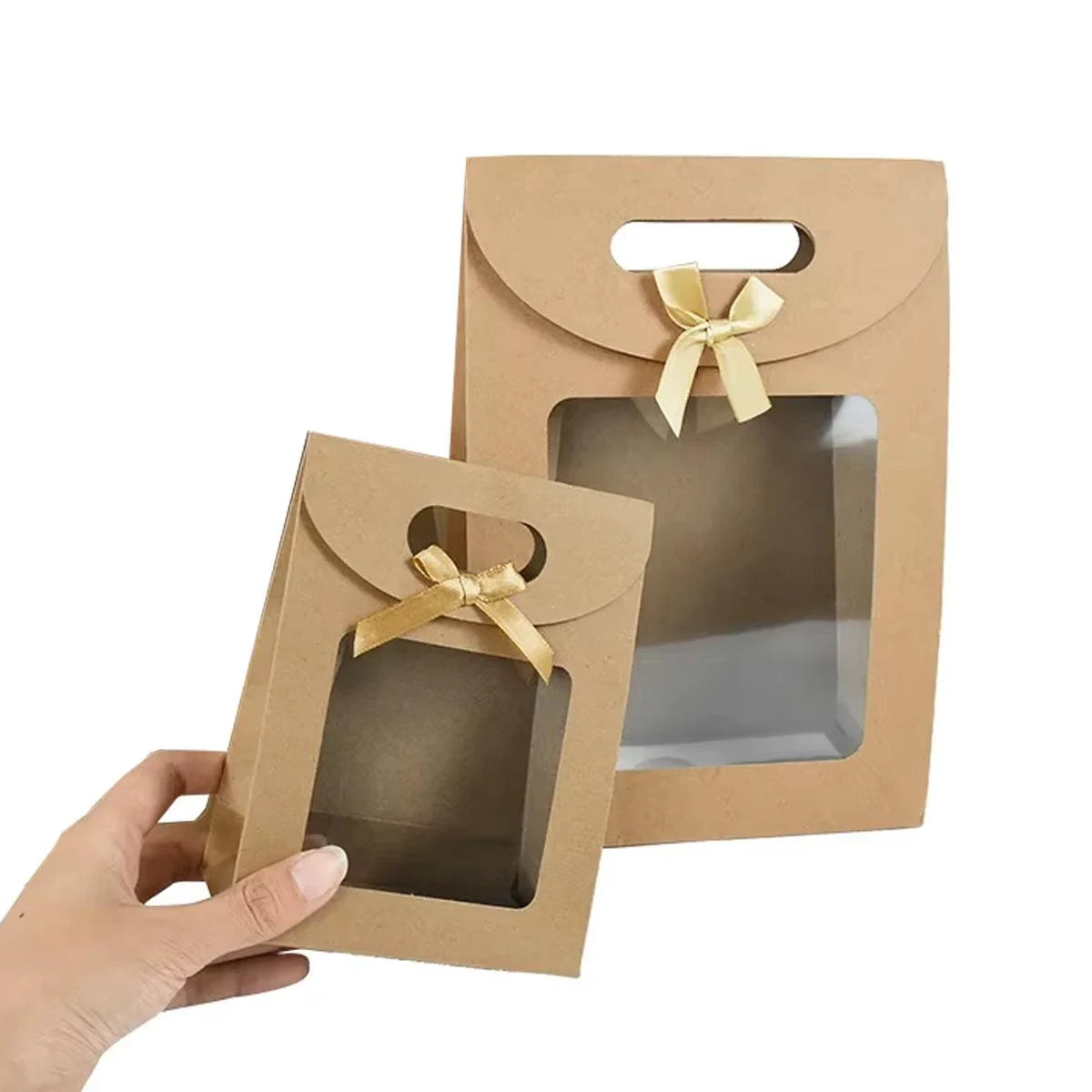 Kraft Paper Gift Bags with Window Handle