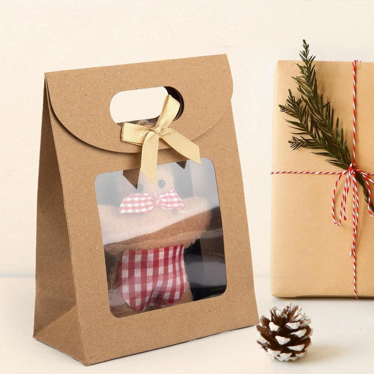 Kraft Paper Gift Bags with Window Handle