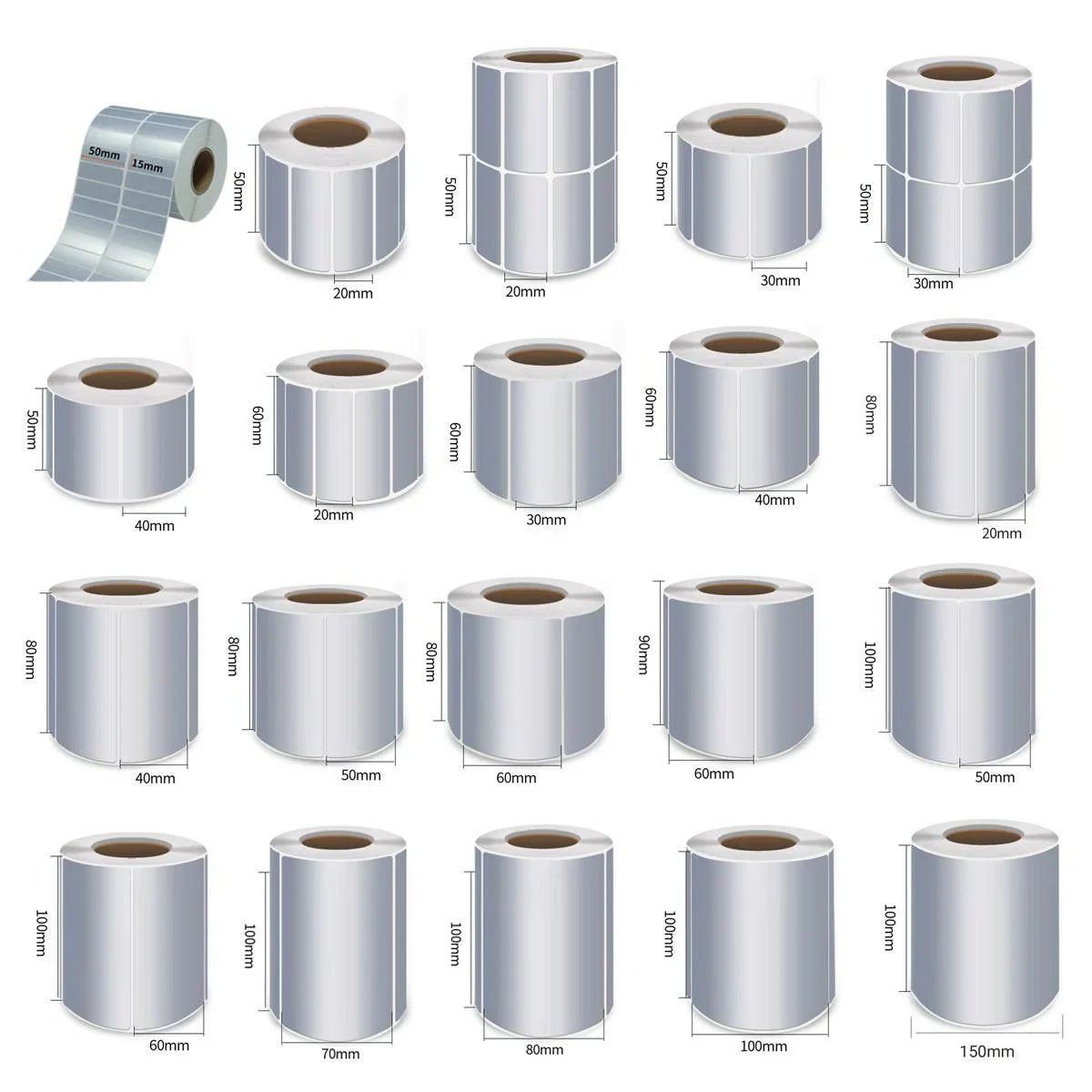 Matt Silver Label Paper 40Sizes