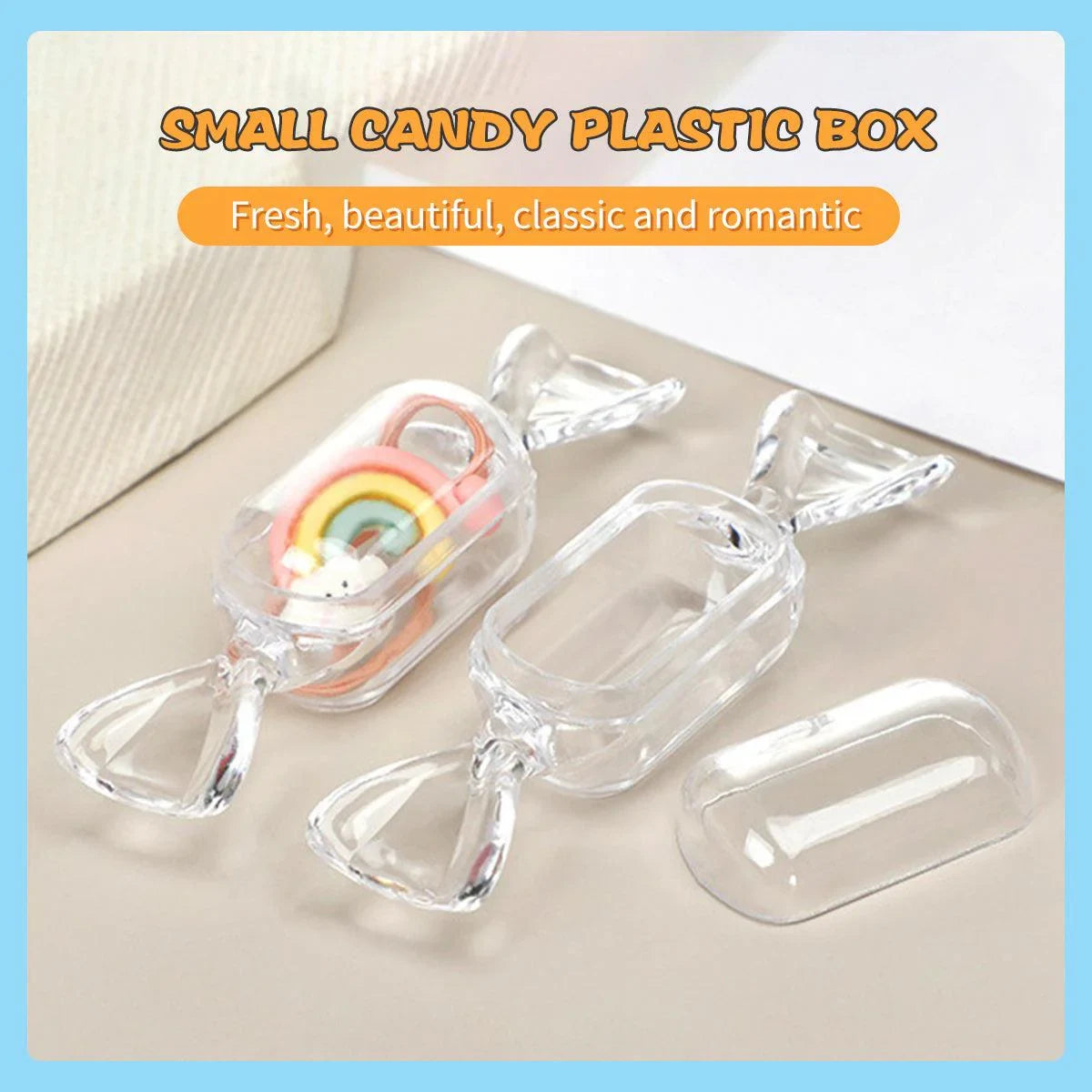 Mini Transparent Candy-Shaped Storage Boxes – 50pcs for Jewellery & Trinkets
