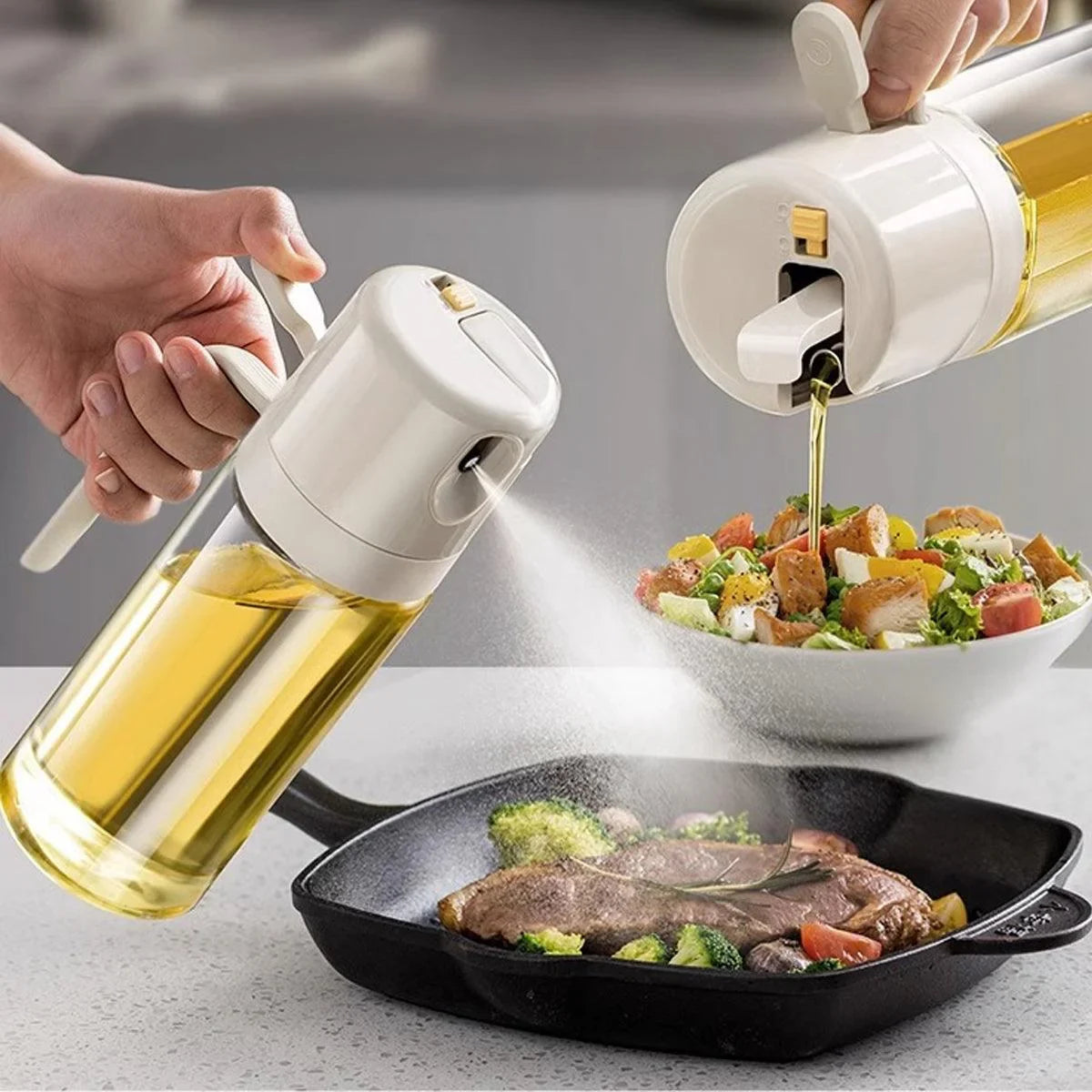 2in1 Olive Oil Sprayer Dispenser BBQ Spray Bottle 1Pack
