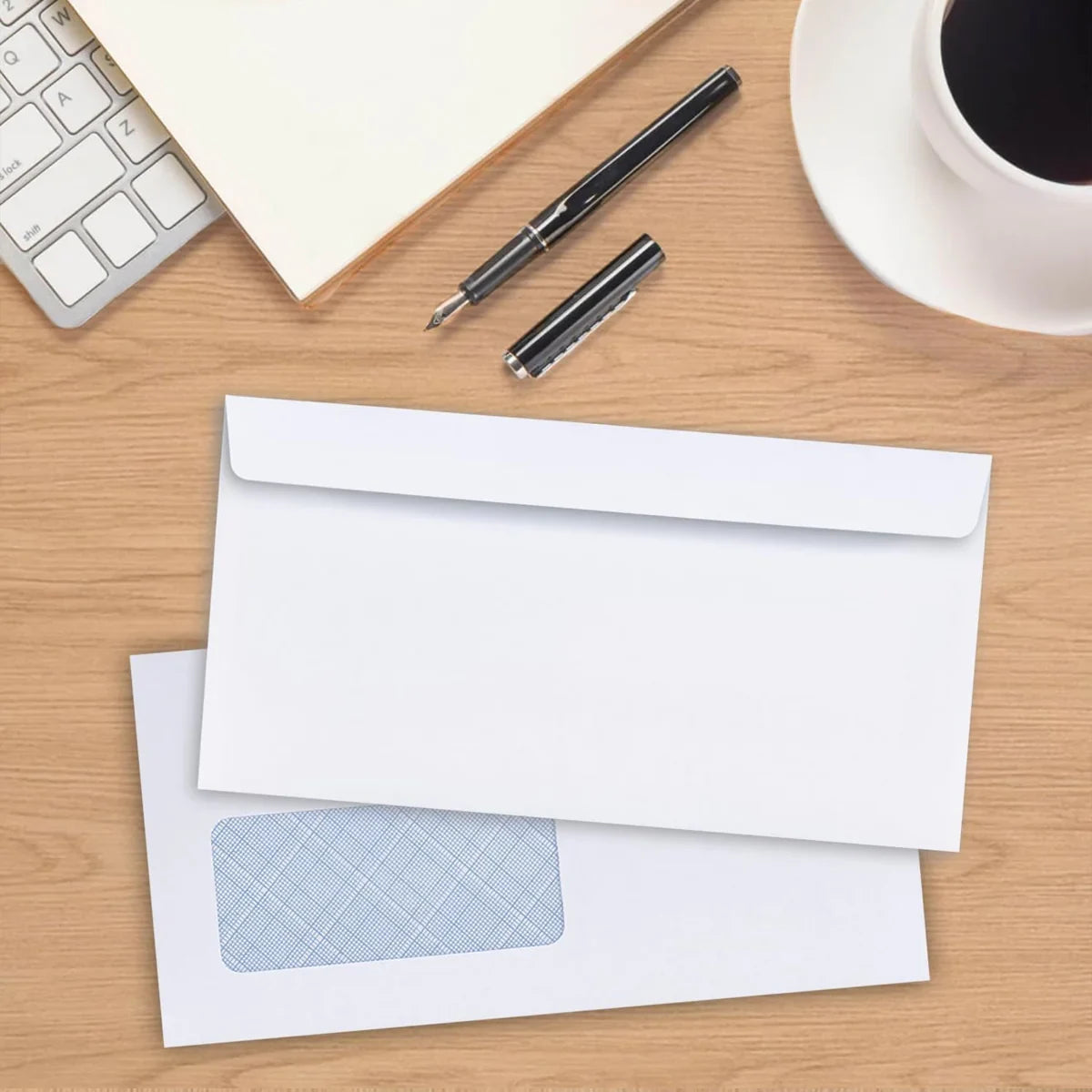 50pcs DL White Window Envelopes Self Seal for Office School