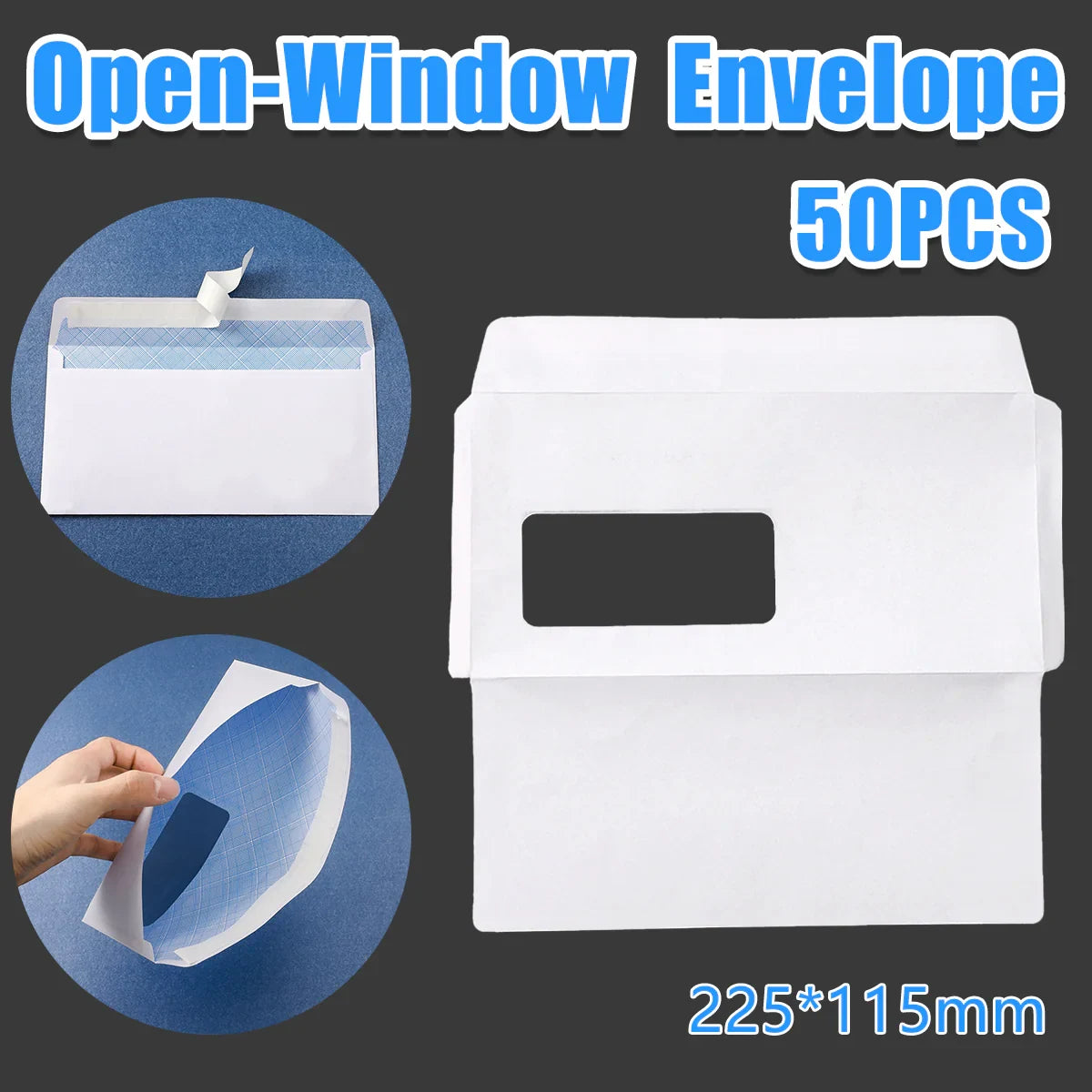 50pcs DL White Window Envelopes Self Seal for Office School
