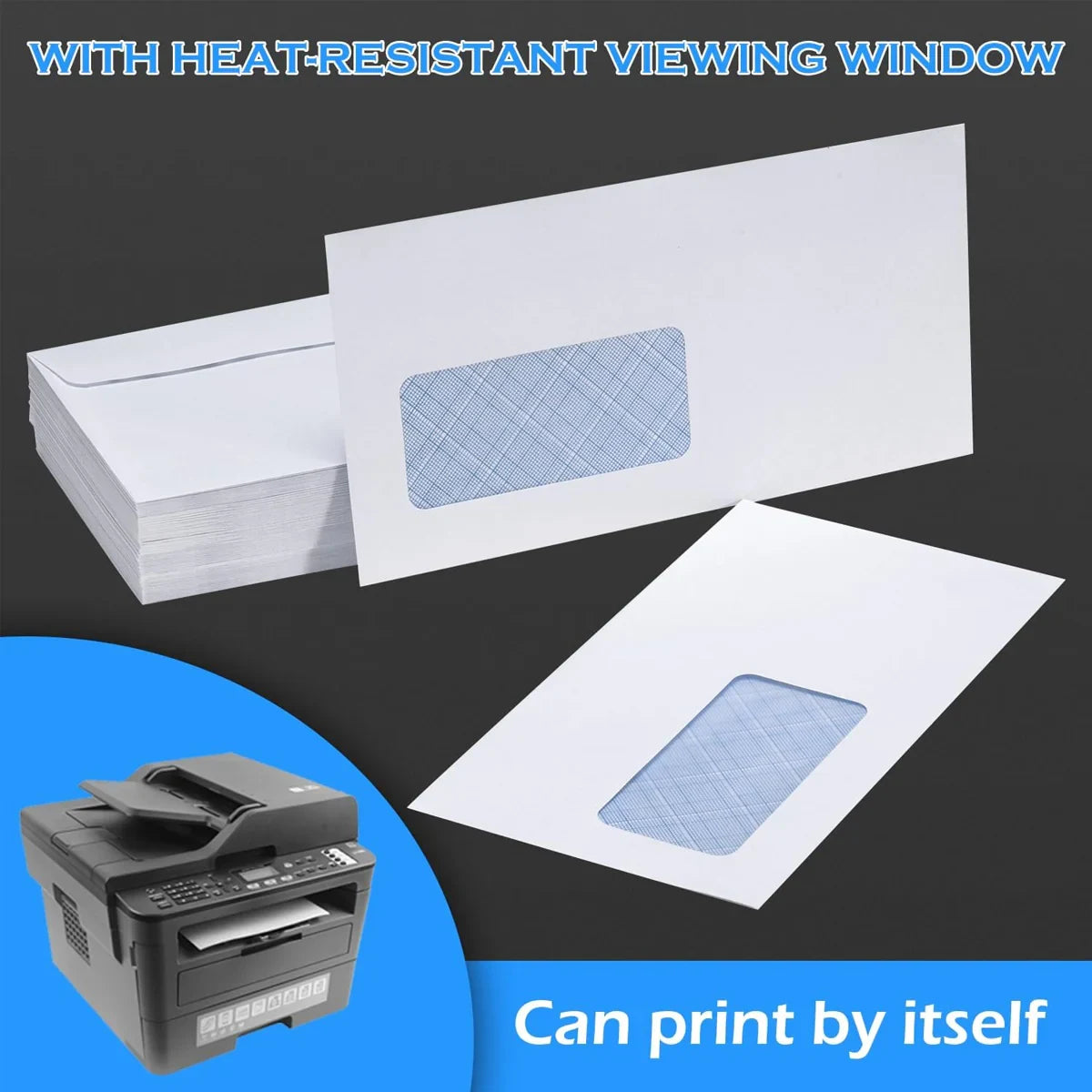 50pcs DL White Window Envelopes Self Seal for Office School