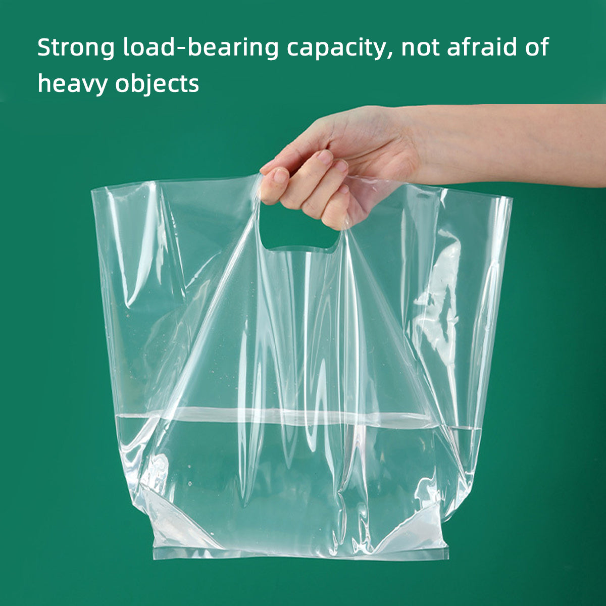 50PCS Clear PE Bags with Handles for Takeout Food Packaging