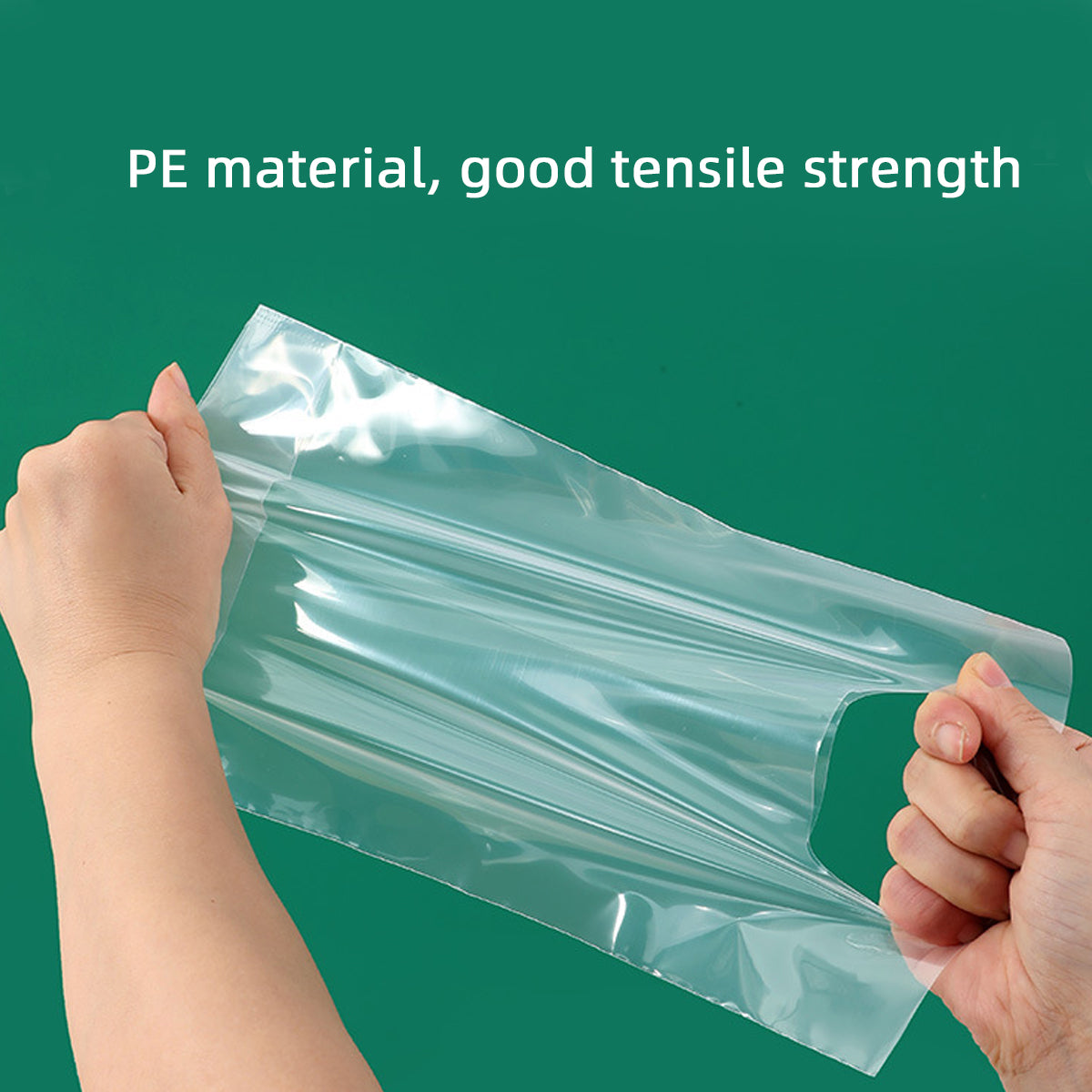 50PCS Clear PE Bags with Handles for Takeout Food Packaging