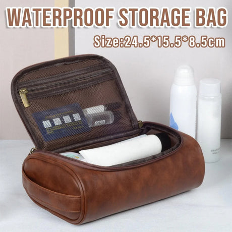 PU Leather Travel Cosmetic Bag – Waterproof & Portable Toiletry Organizer