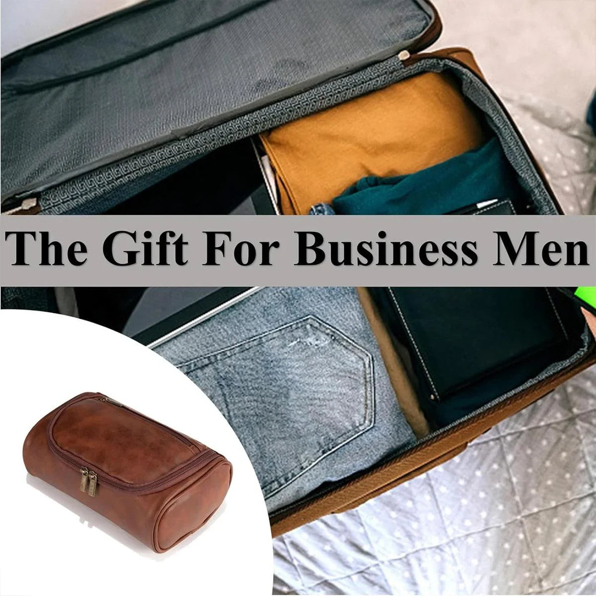 PU Leather Travel Cosmetic Bag – Waterproof & Portable Toiletry Organizer