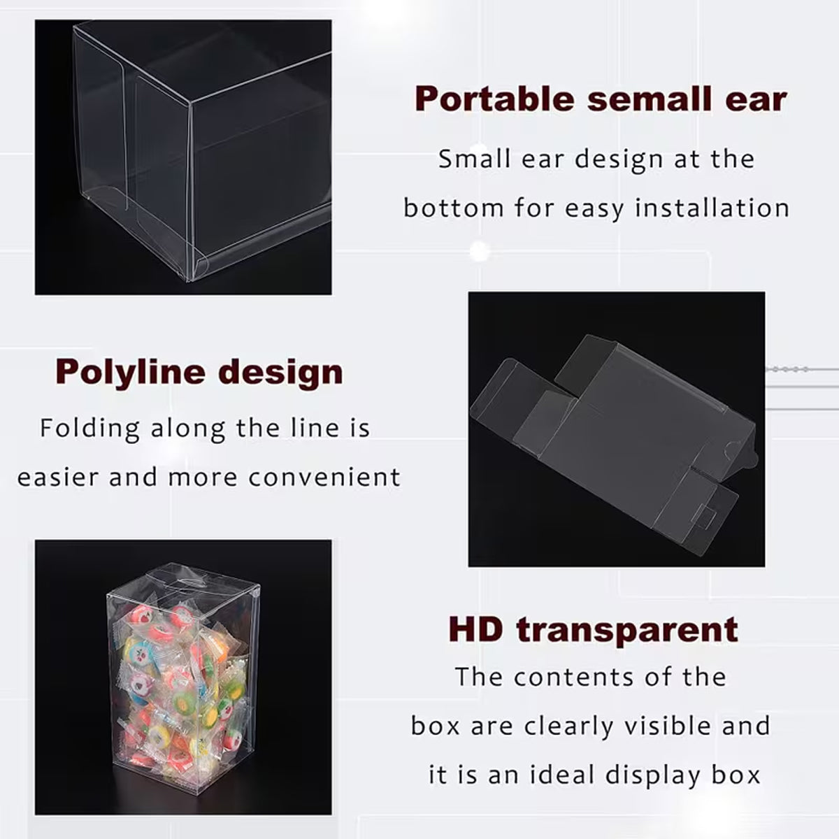 50PCS Clear PVC Gift Boxes Transparent Party Favour Packaging