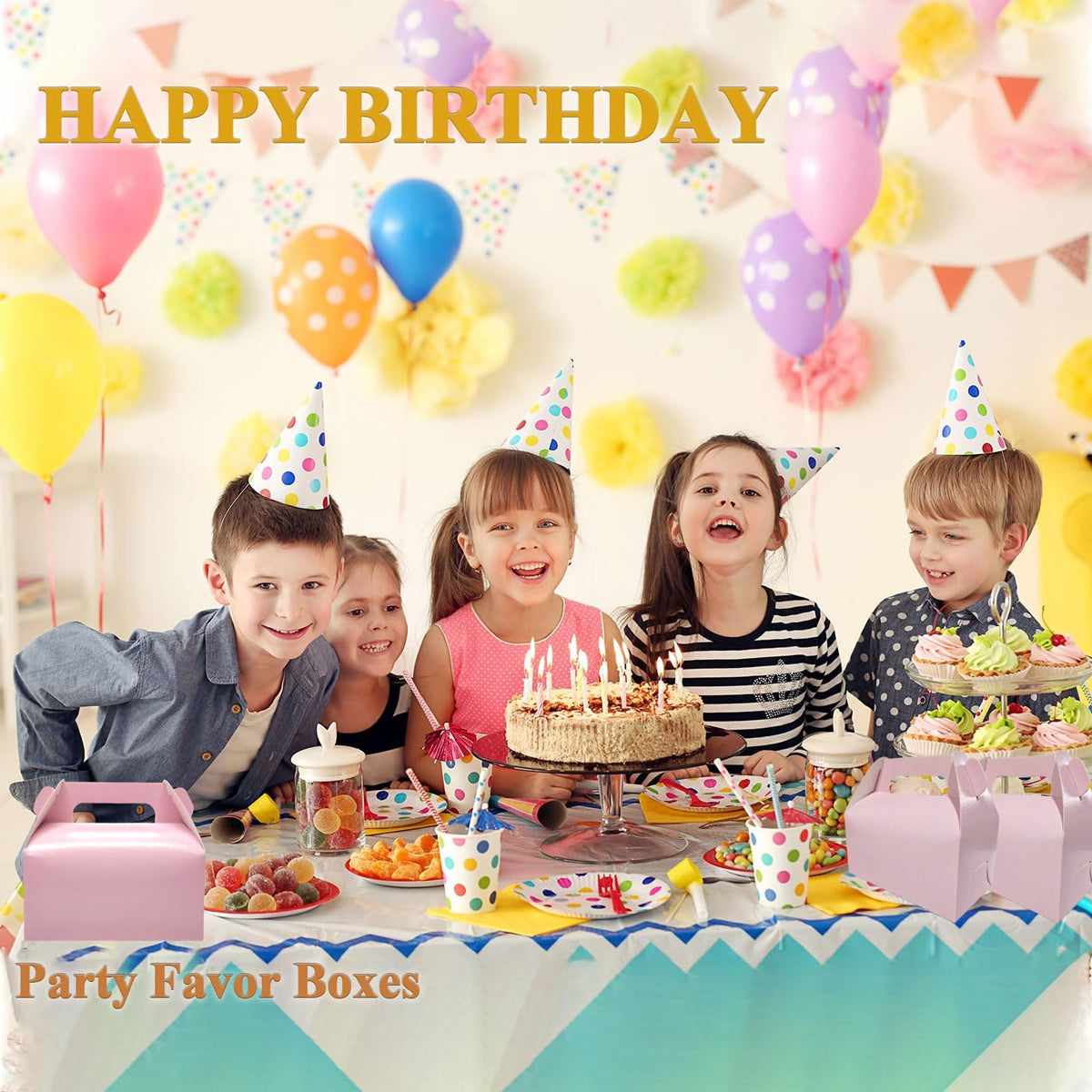 50 PCS Handheld Pastry Box Bakery Packaging Cake Carry Box Single Layer Design