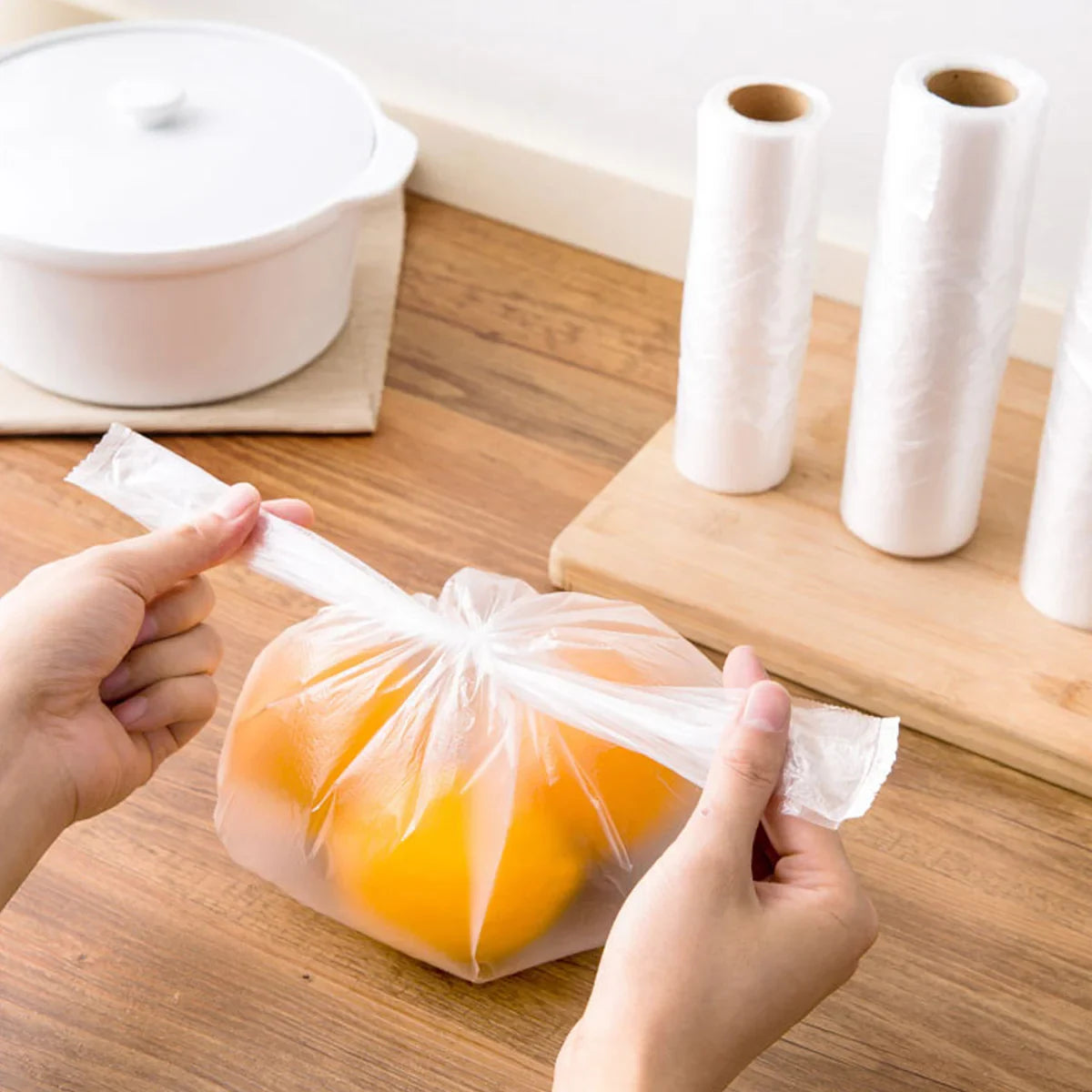 5 Rolls Food Preservation Bag Refrigerator Vegetables Kitchen Storage