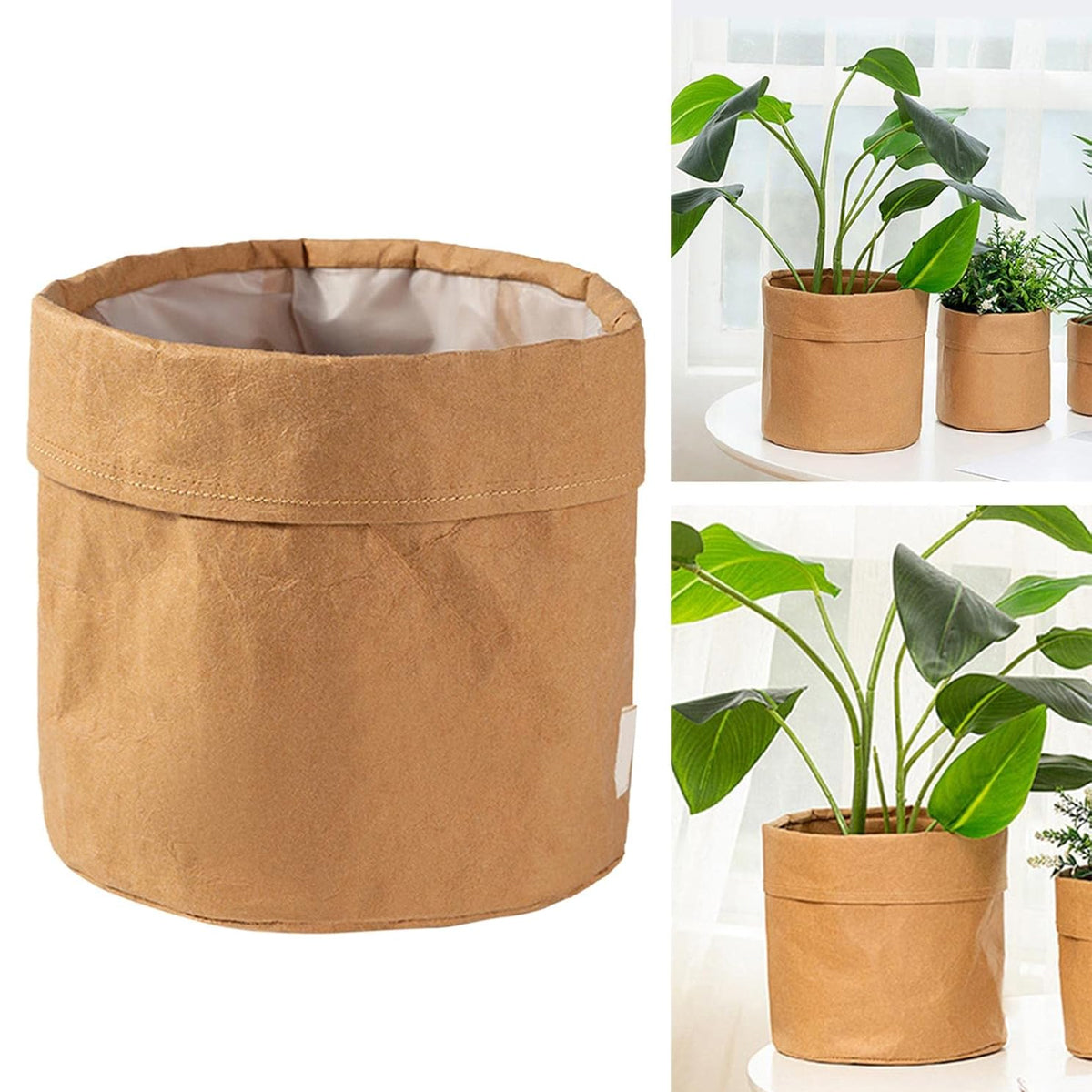 3PCS Waterproof Kraft Paper Gift Bags Durable Storage Bags