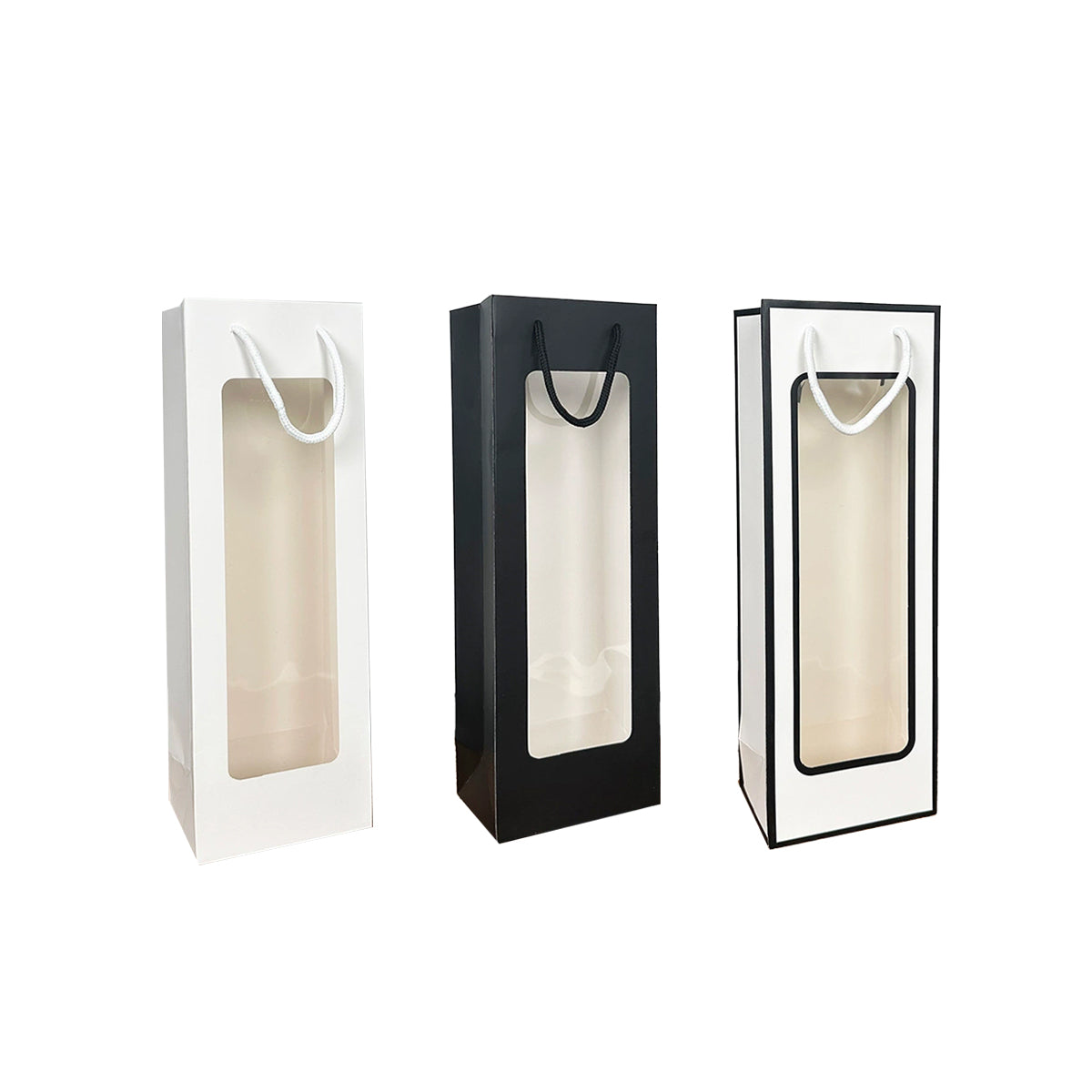 30PCS Wine Gift Bags with Clear Window Drawstring Bottle Bags