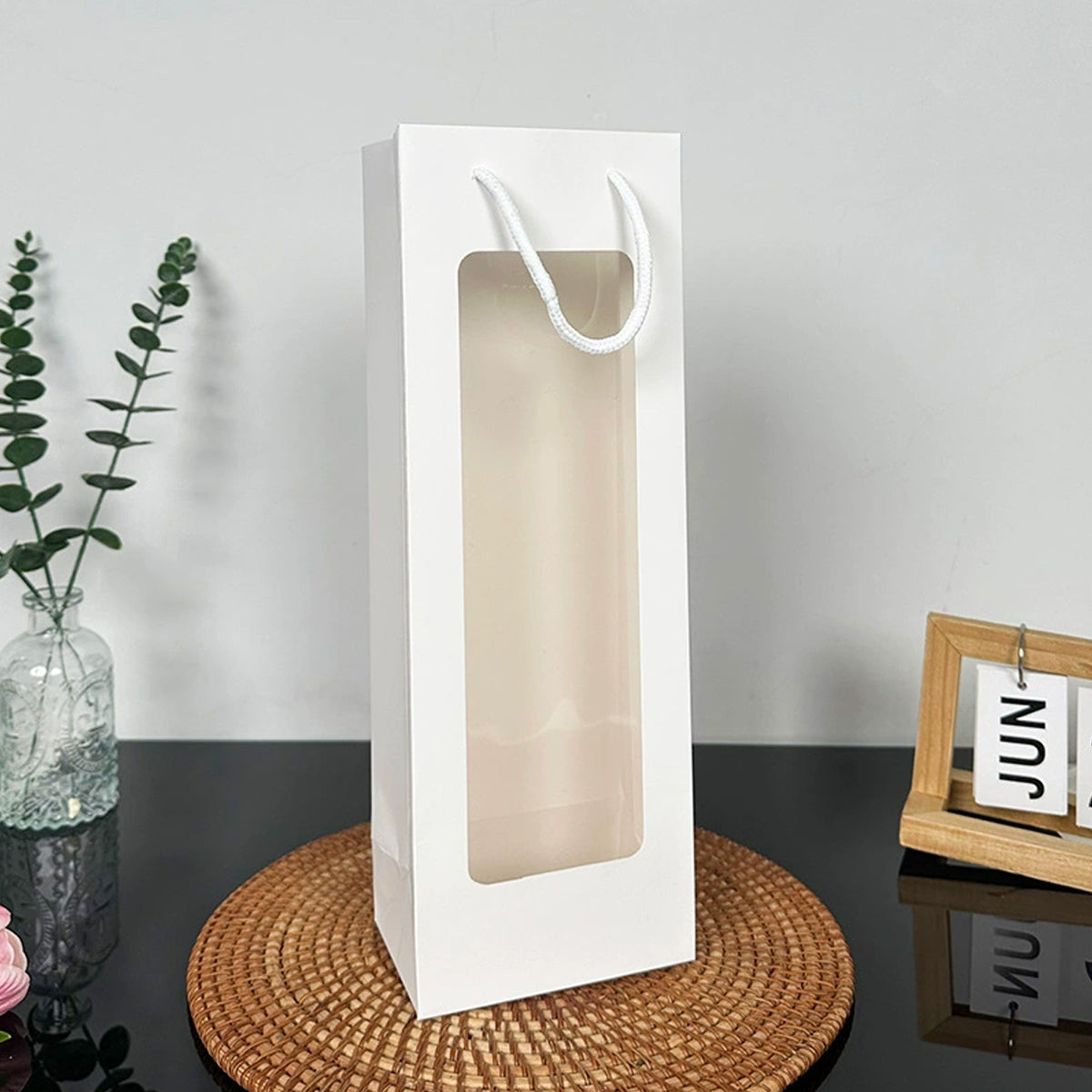 30PCS Wine Gift Bags with Clear Window Drawstring Bottle Bags