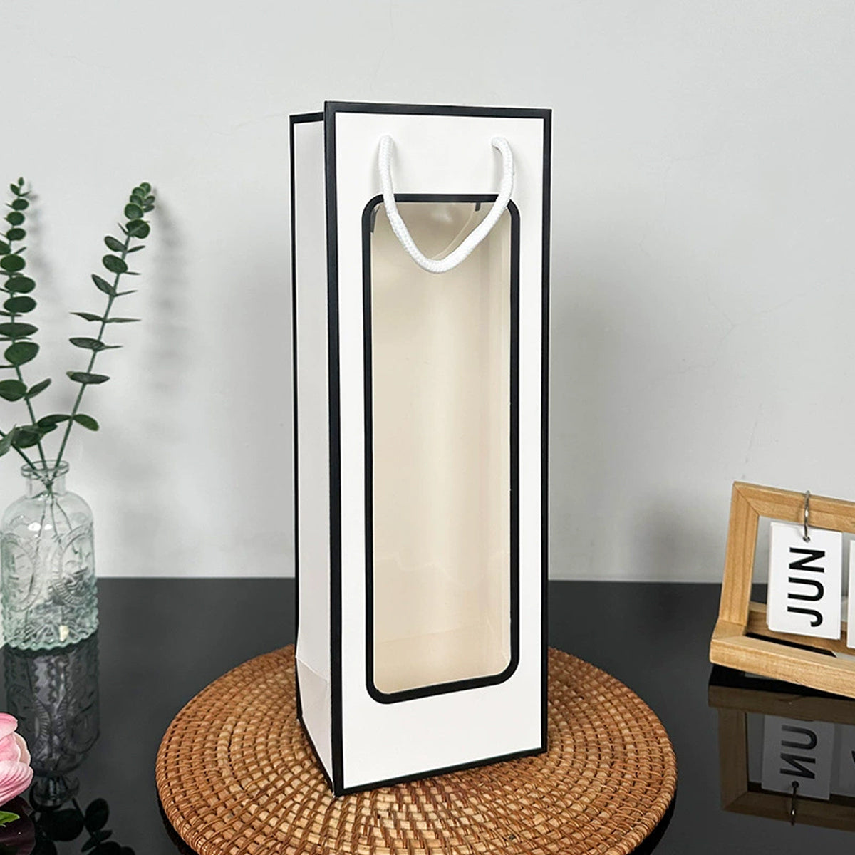 30PCS Wine Gift Bags with Clear Window Drawstring Bottle Bags