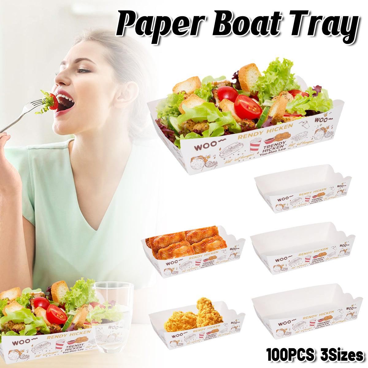 Disposable Paper Food Trays Boats for Hot Dog Taco 100PCS