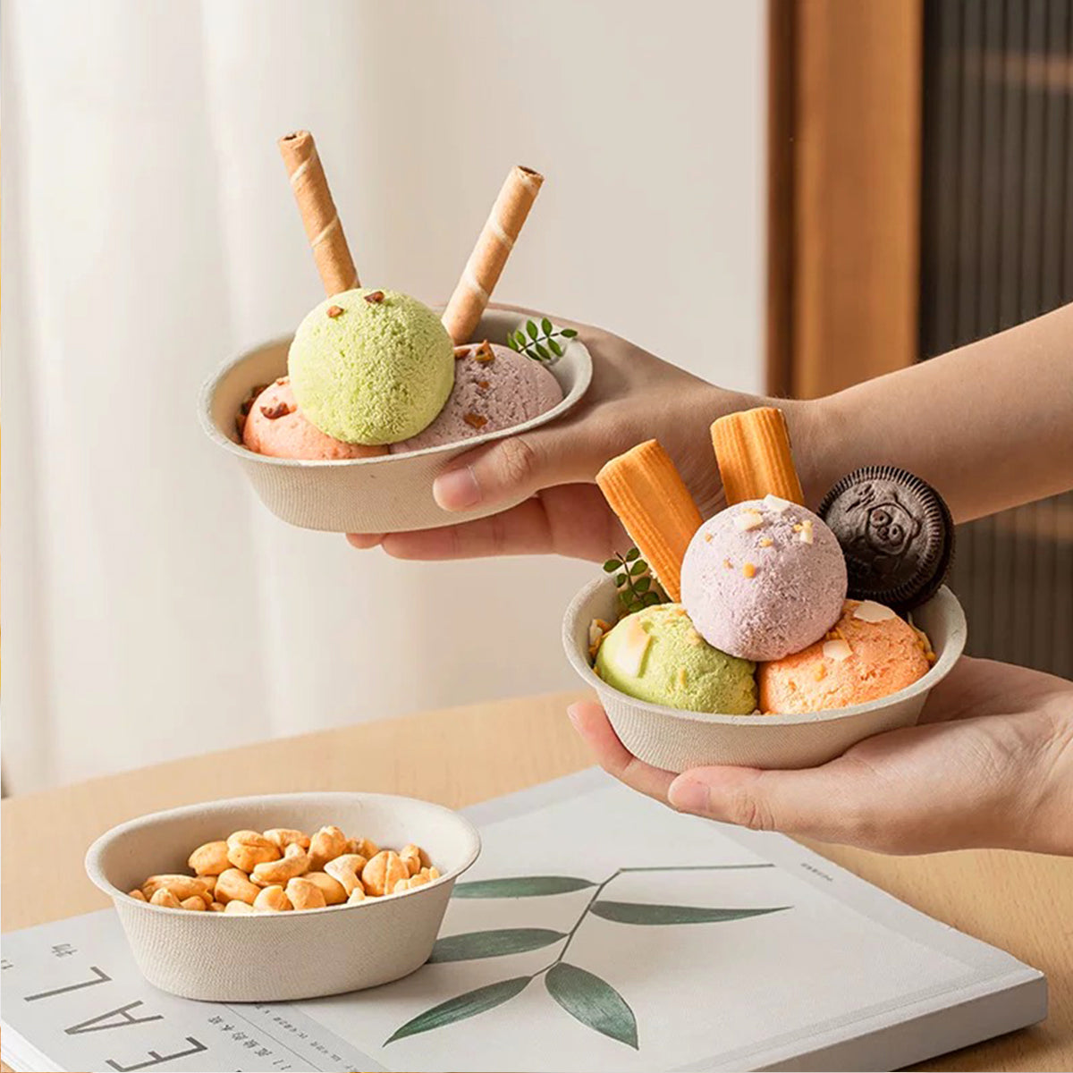 50PCS Paper Bowls Food-Grade Soup Noodle Snack Bowls