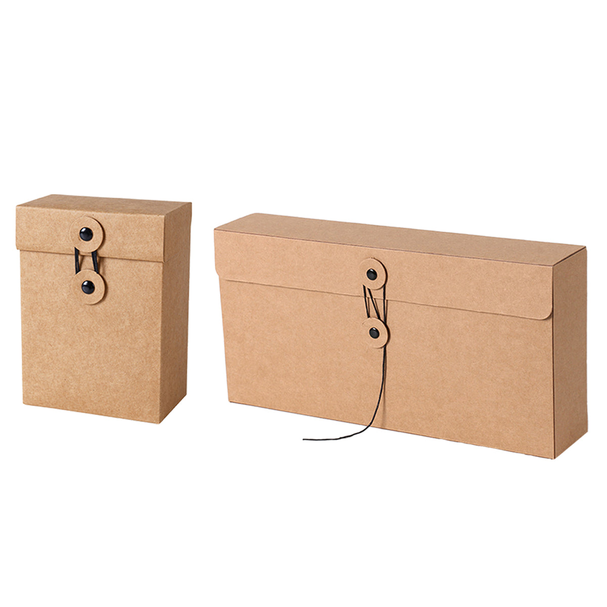 Kraft Paper Gift Boxes Drawstring Closure 2 Sizes for Small Item Packaging