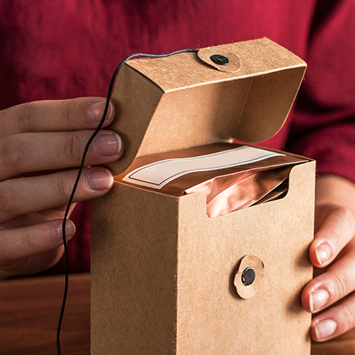 Kraft Paper Gift Boxes Drawstring Closure 2 Sizes for Small Item Packaging