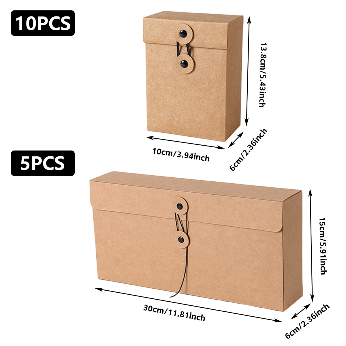 Kraft Paper Gift Boxes Drawstring Closure 2 Sizes for Small Item Packaging