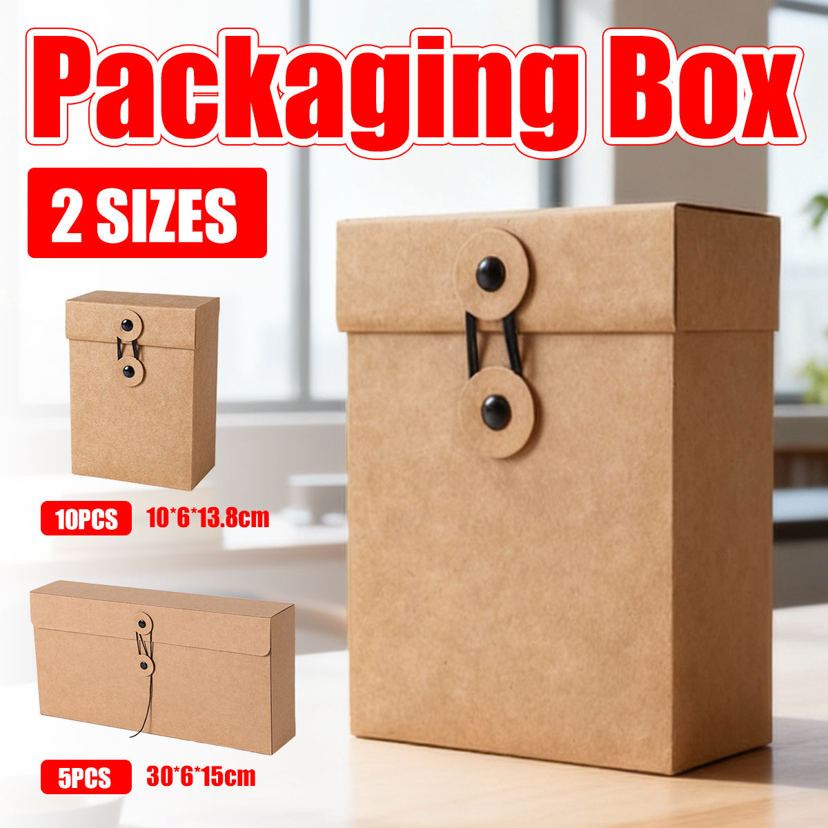 Kraft Paper Gift Boxes Drawstring Closure 2 Sizes for Small Item Packaging