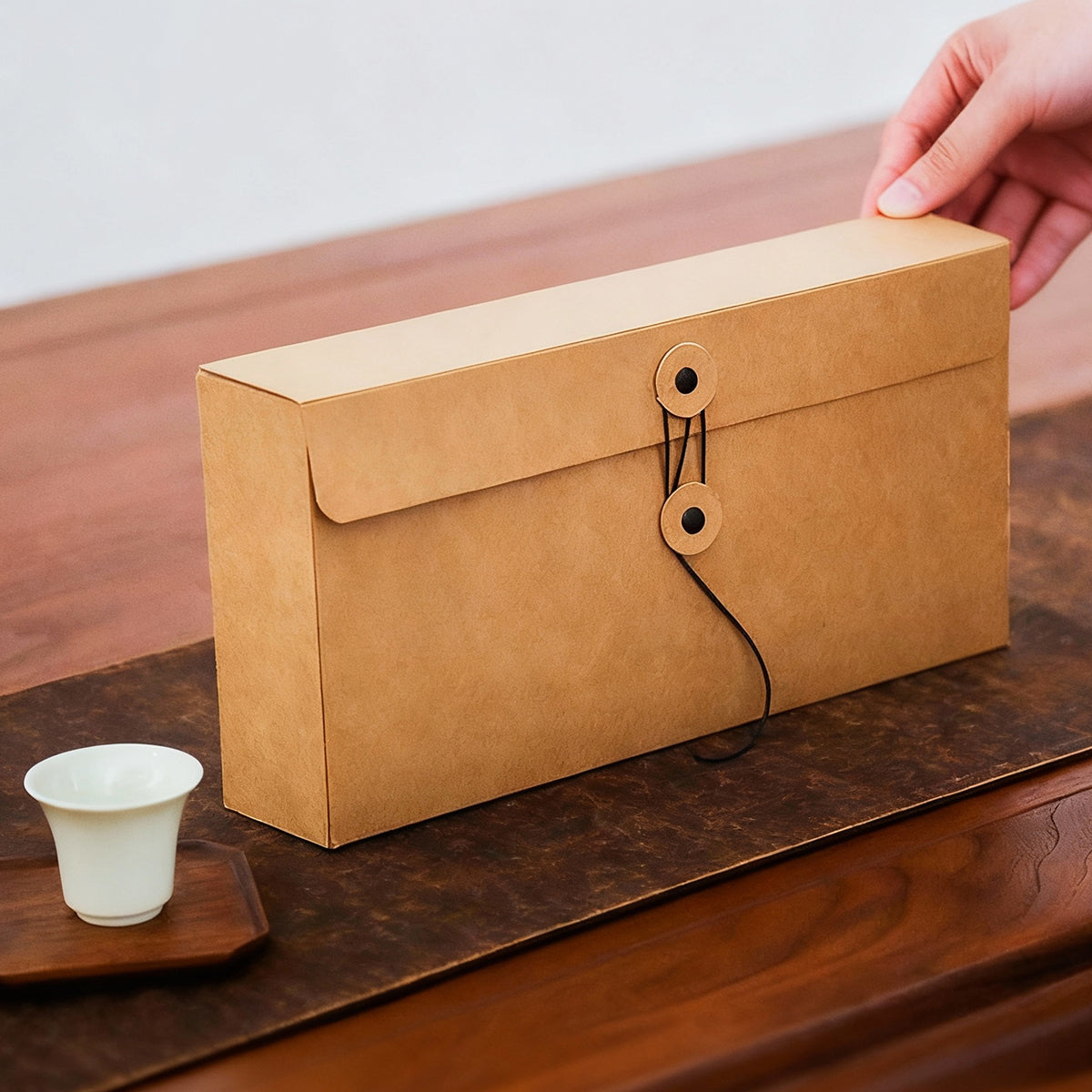 Kraft Paper Gift Boxes Drawstring Closure 2 Sizes for Small Item Packaging
