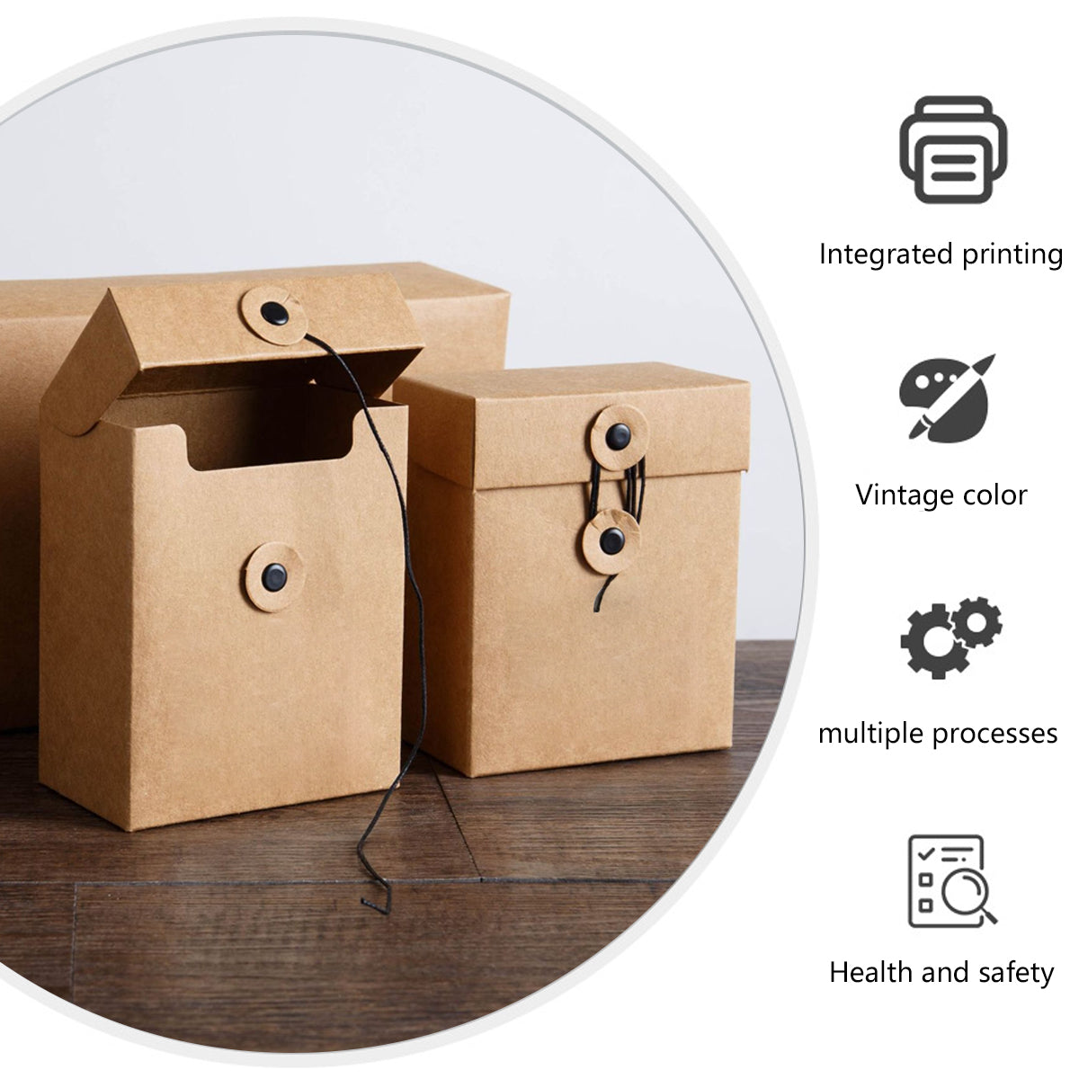 Kraft Paper Gift Boxes Drawstring Closure 2 Sizes for Small Item Packaging