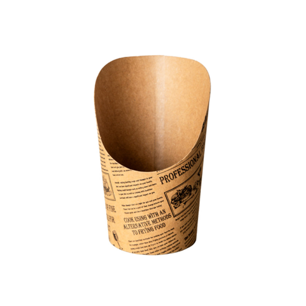 50PCS 14oz Slant Top French Fry Paper Cups Greaseproof Kraft Snack Containers