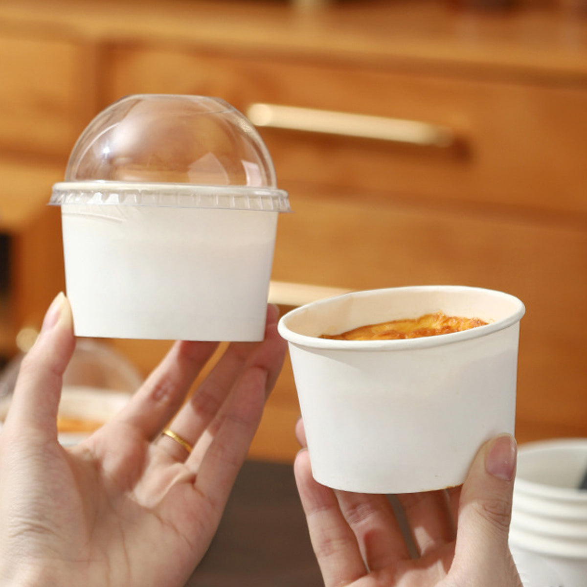 50PCS Baking Paper Cups with Lids Food-Grade Heat Resistant
