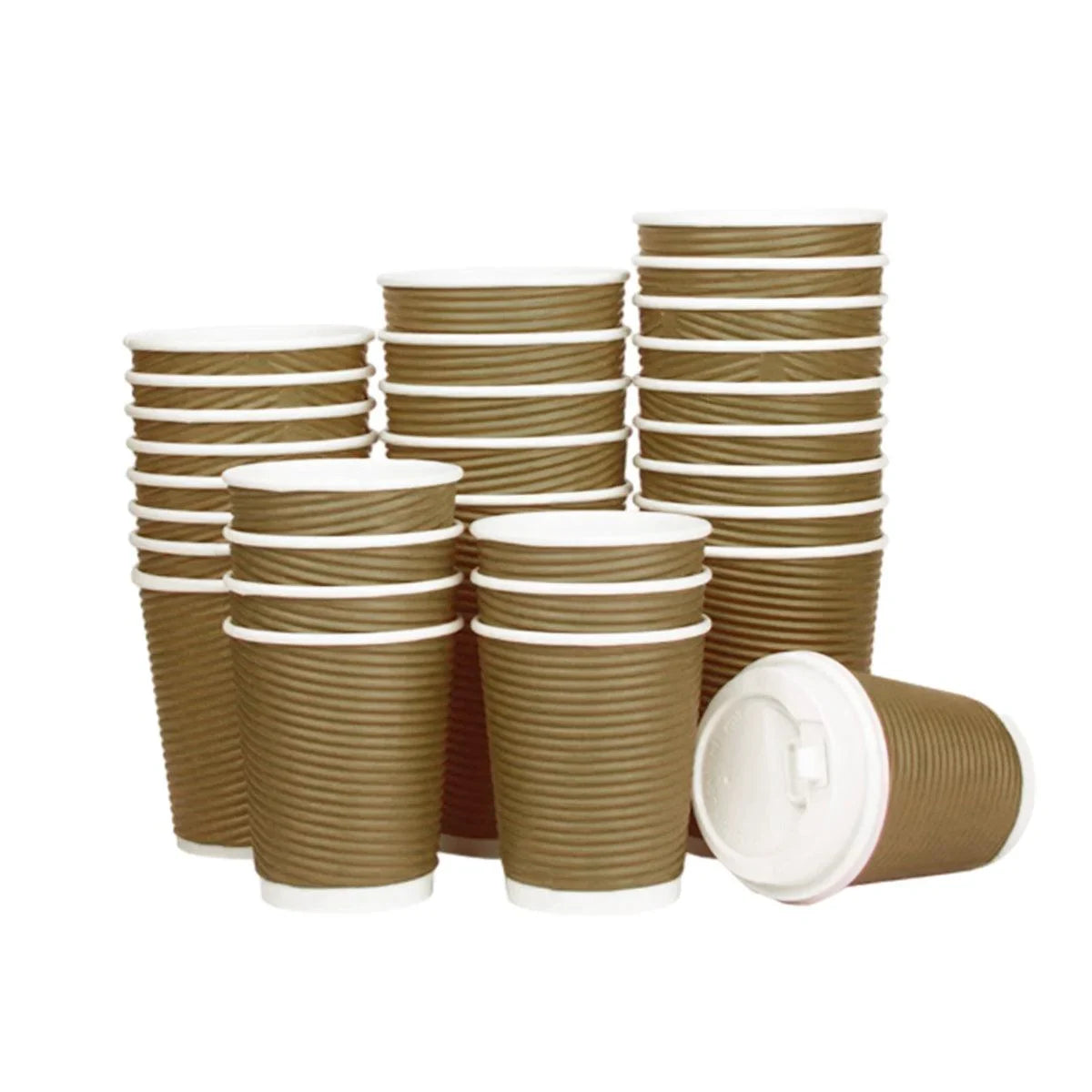 Paper Cups Corrugated Insulated with Lids for Hot and Cold Drinks