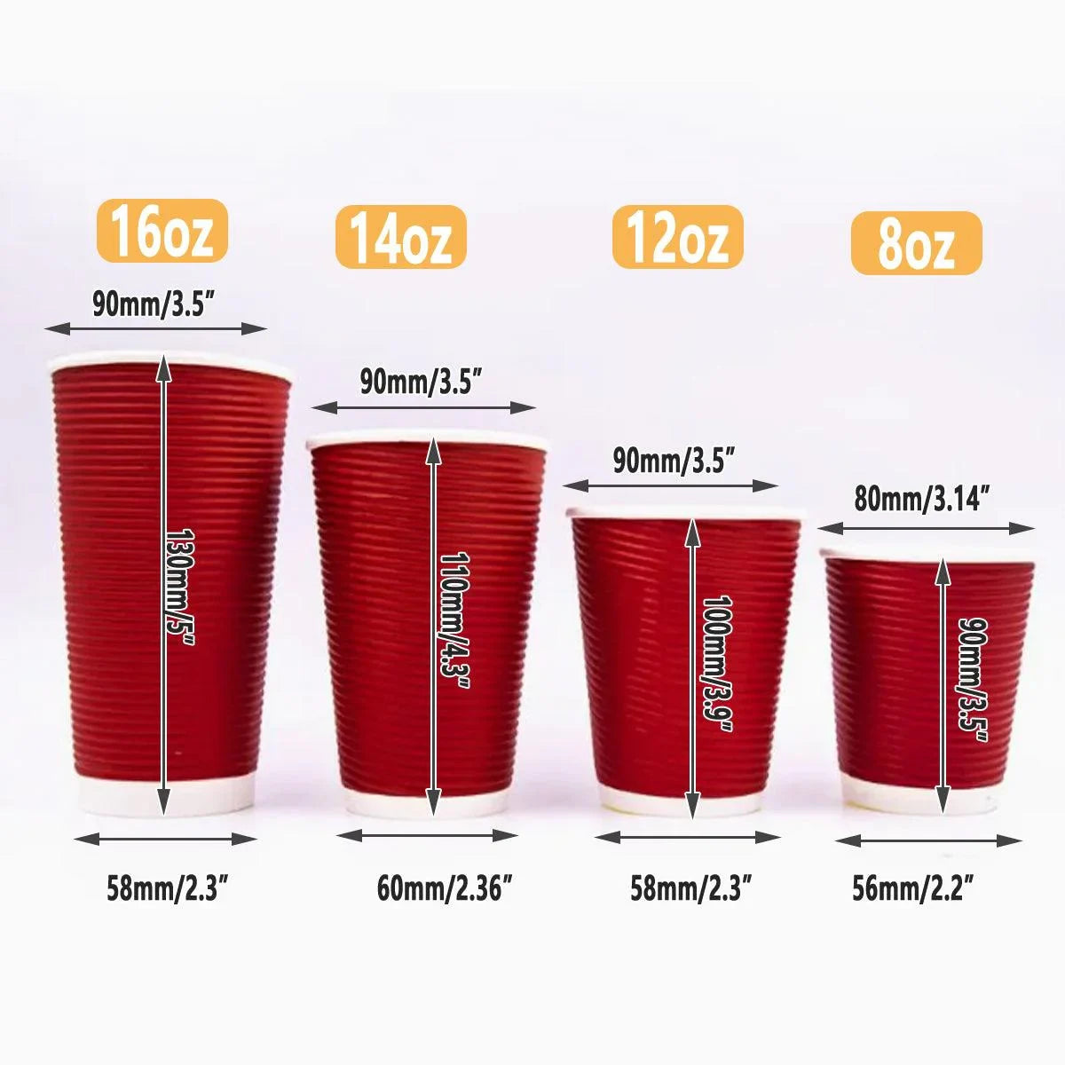 Paper Cups Corrugated Insulated with Lids for Hot and Cold Drinks