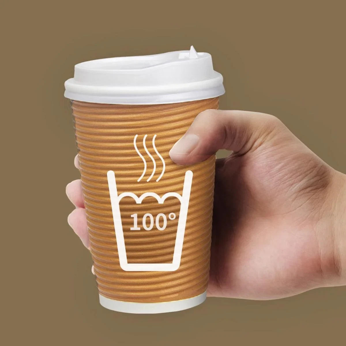 Paper Cups Corrugated Insulated with Lids for Hot and Cold Drinks