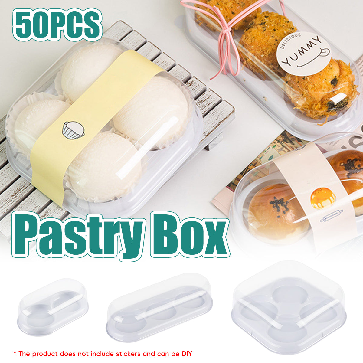 50PCS Food-Grade Clear Pastry Gift Boxes for Cake Cookie Muffin Display