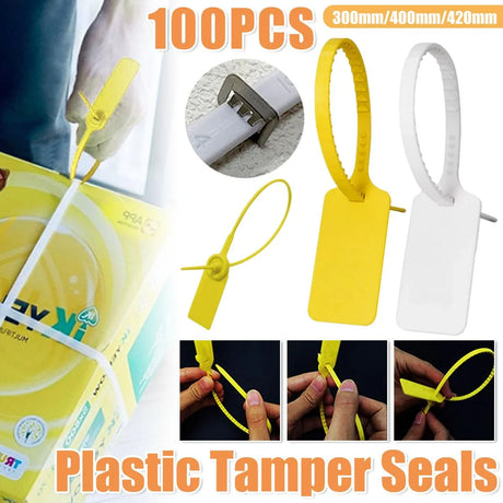 Secure your luggage, cargo, and storage with these durable plastic security seals. Featuring a tamper-evident metal clasp and adjustable fit for reliable protection.