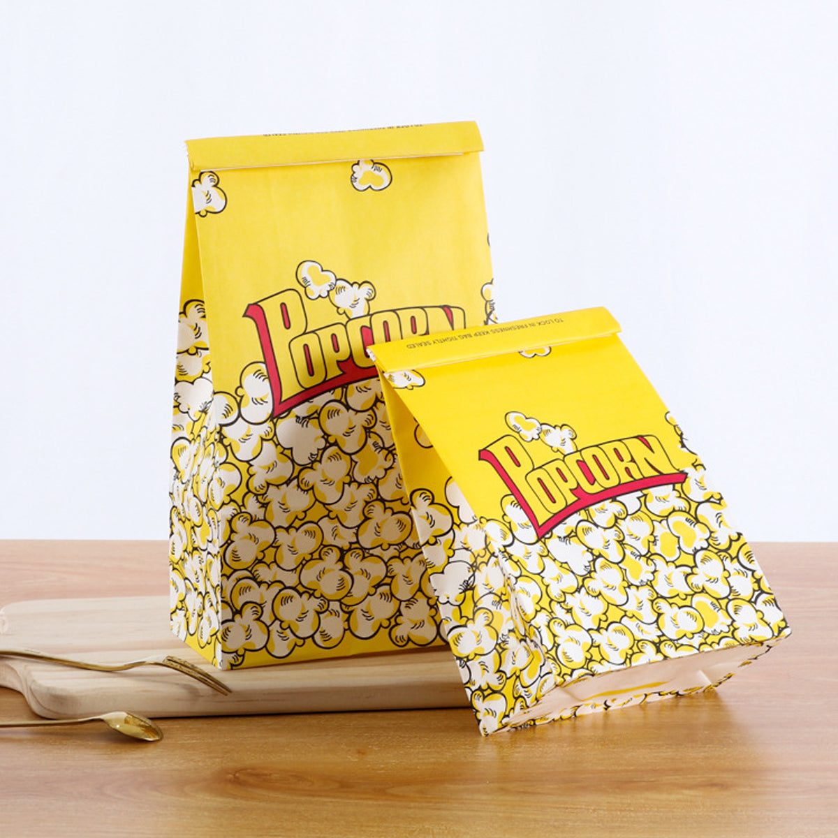 50PCS Disposable Popcorn Paper Bags Oil-Proof Food Packaging for Snacks