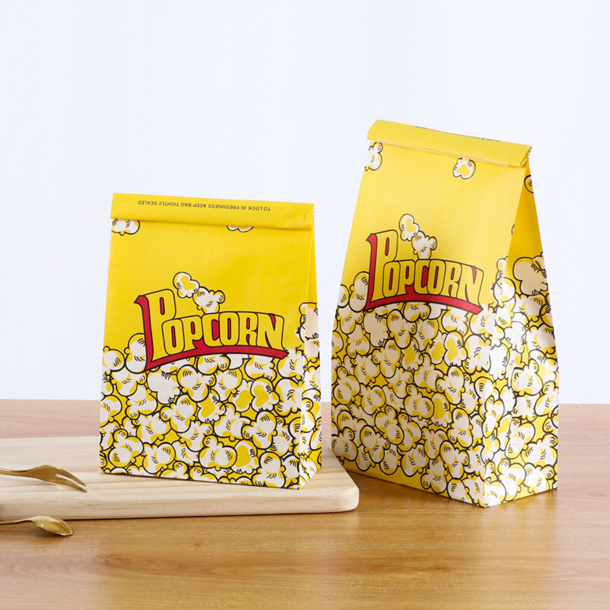 50PCS Disposable Popcorn Paper Bags Oil-Proof Food Packaging for Snacks
