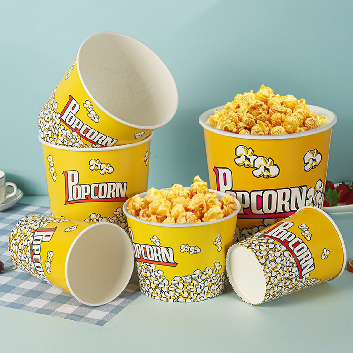 50PCS Disposable Popcorn Buckets Food Grade Paper Snack Containers