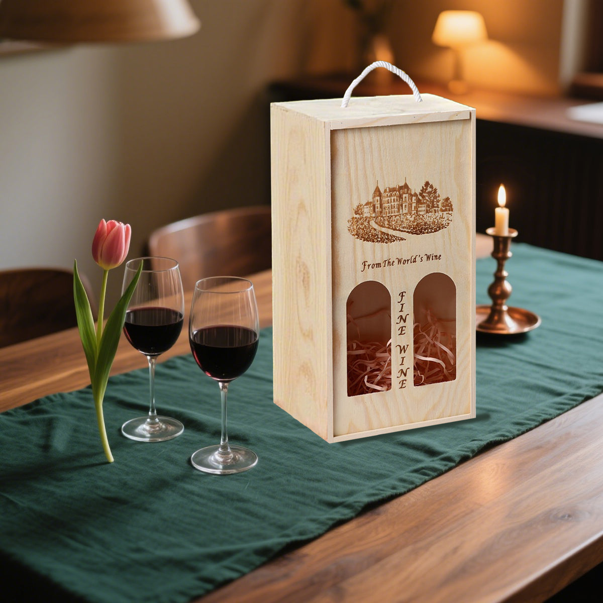 Wooden Wine Box Durable Exquisite Packaging Case for Wine Storage
