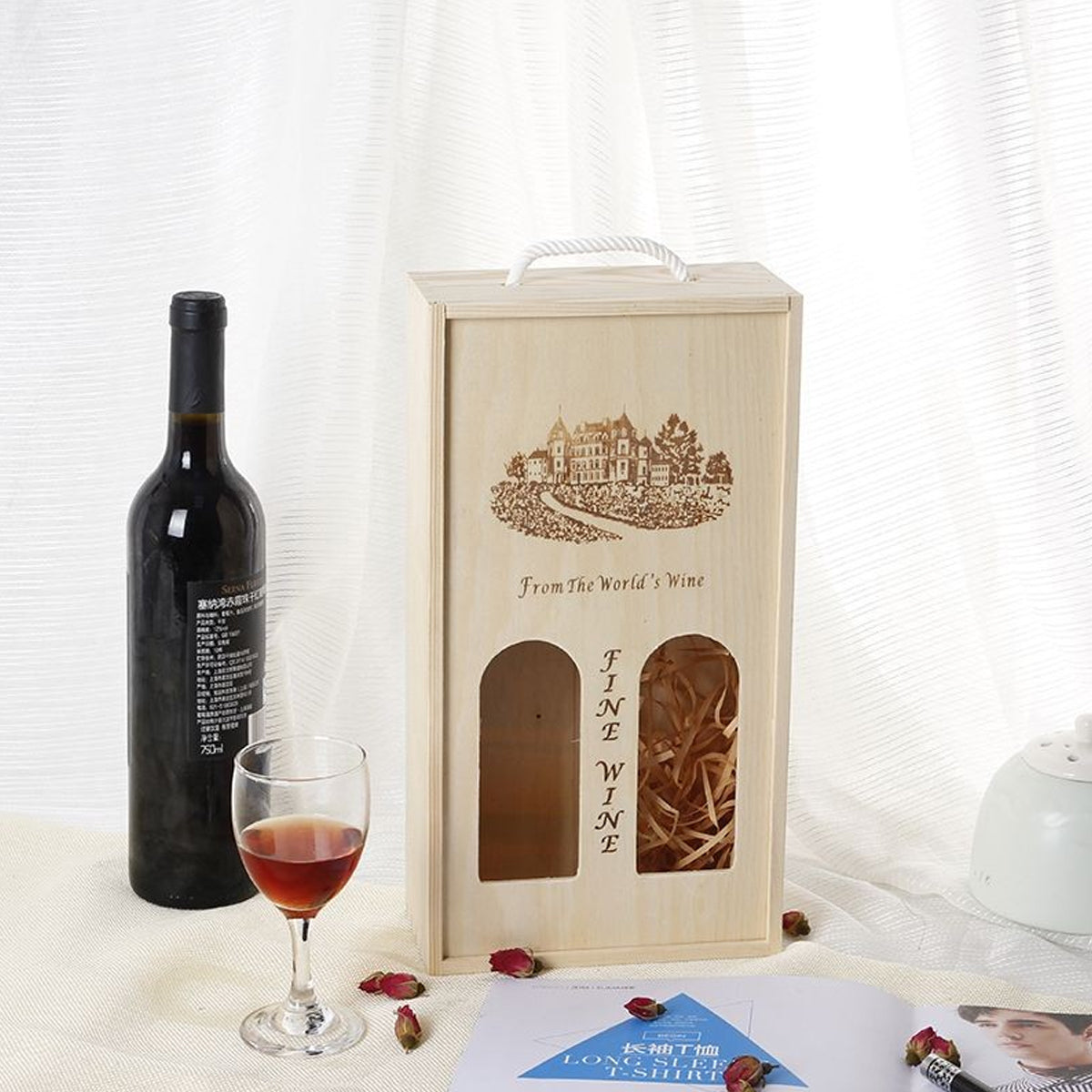 Wooden Wine Box Durable Exquisite Packaging Case for Wine Storage