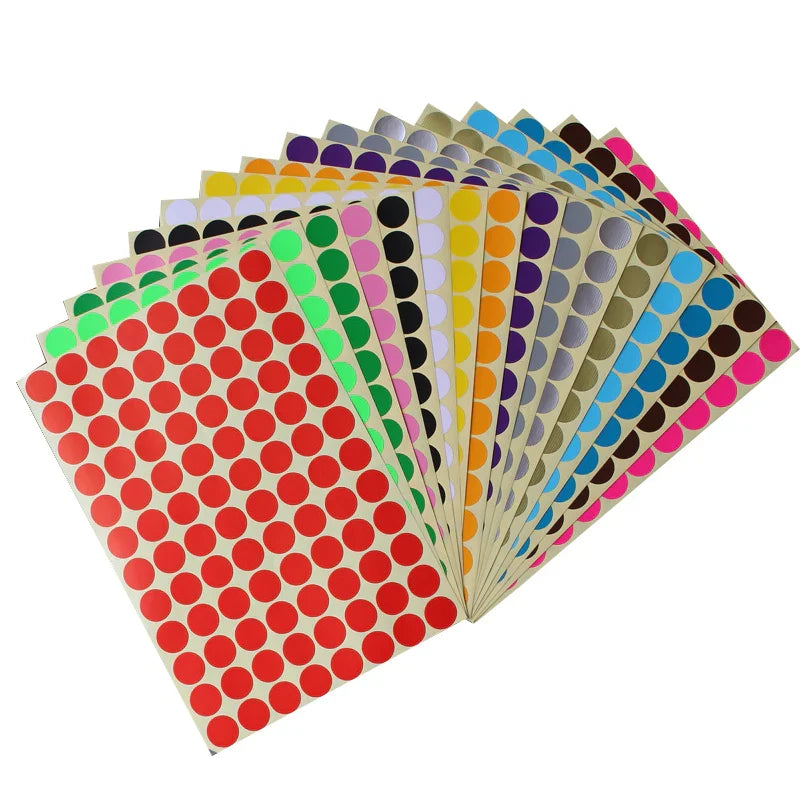 8/13/25/50mm Round Sticker Dots Adhesive Labels Cool-toned
